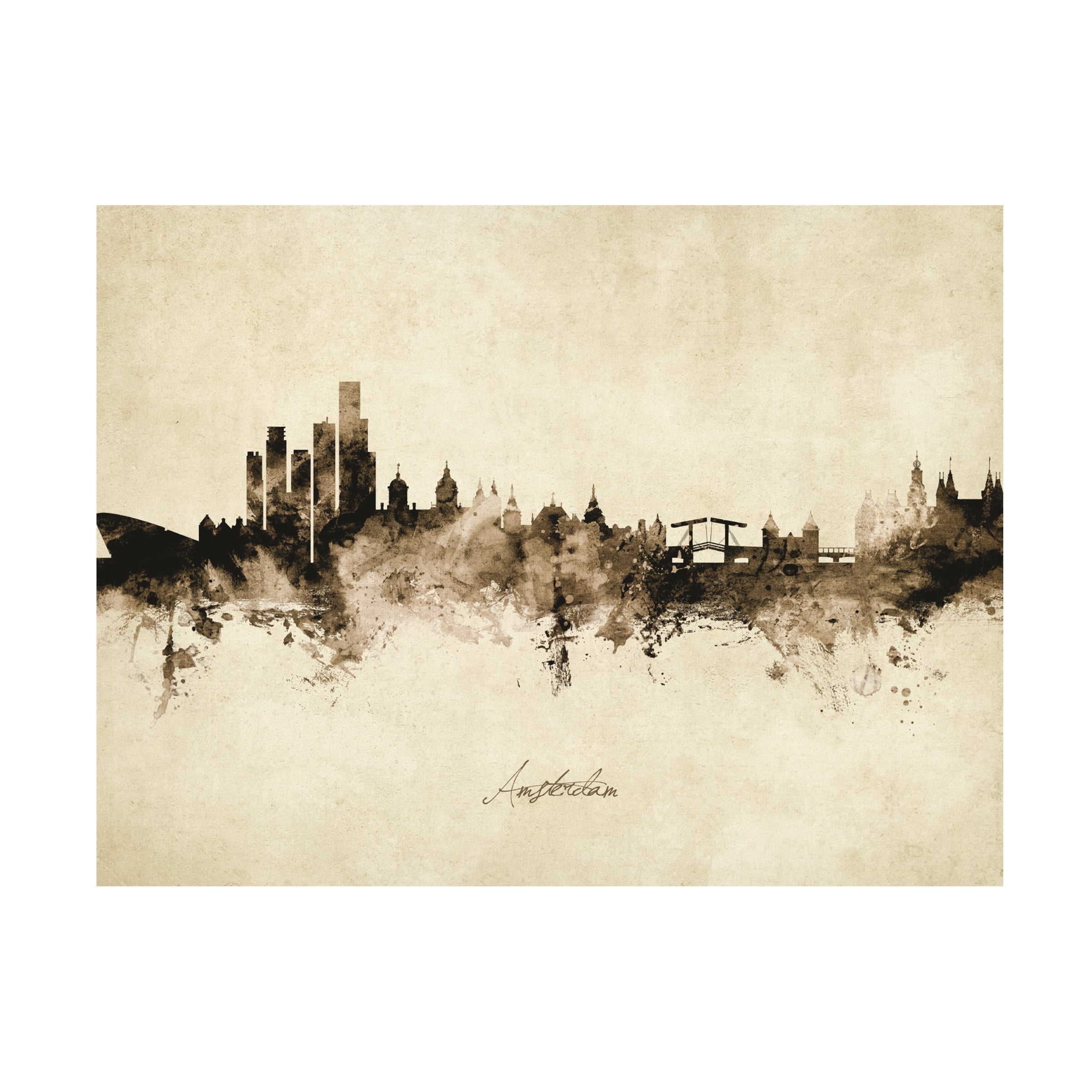 Michael Tompsett 'Amsterdam The Netherlands Skyline Vintage' Canvas Art