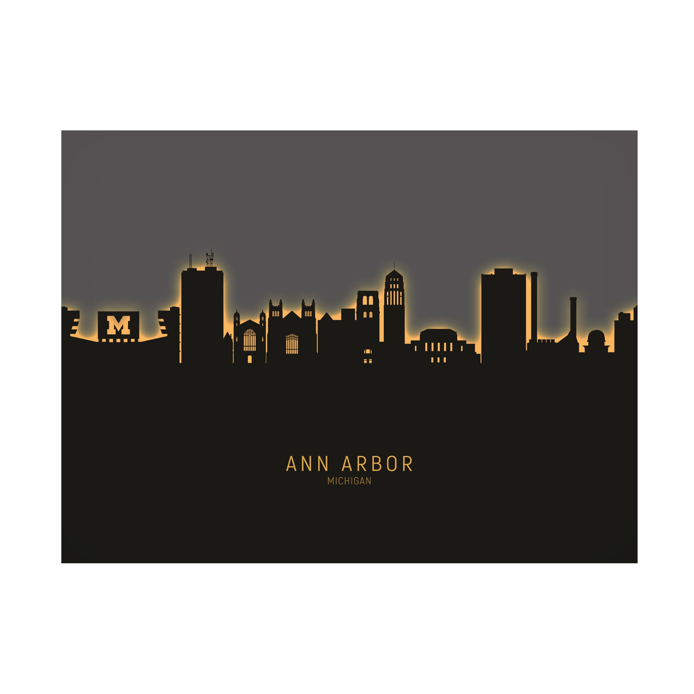 Michael Tompsett 'Ann Arbor Michigan Skyline Glow II' Canvas Art