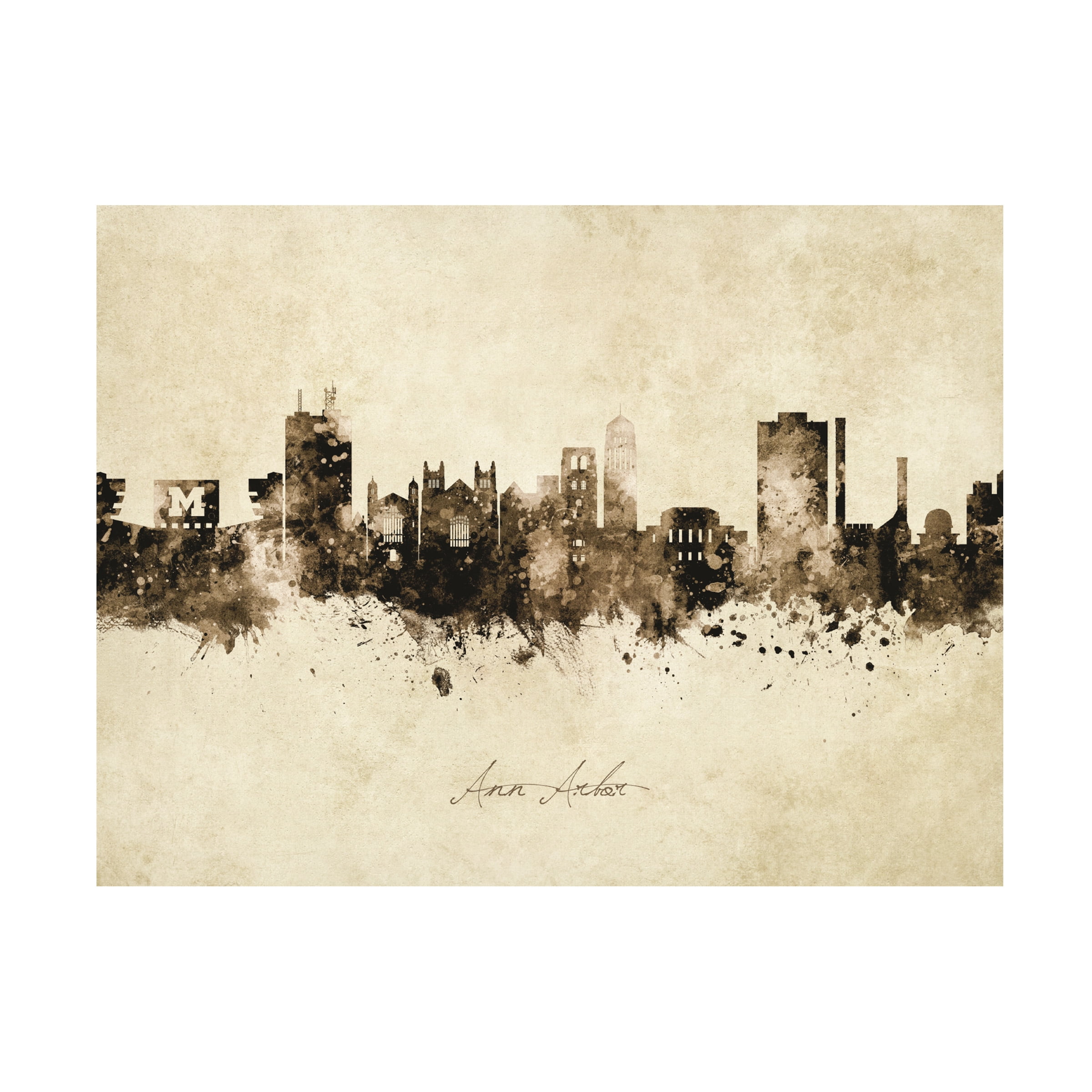 Michael Tompsett 'Ann Arbor Michigan Skyline Vintage' Canvas Art