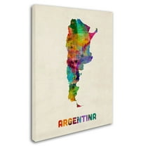 Trademark Fine Art Michael Tompsett Argentina Watercolor Map Canvas Wall Art - 14x19