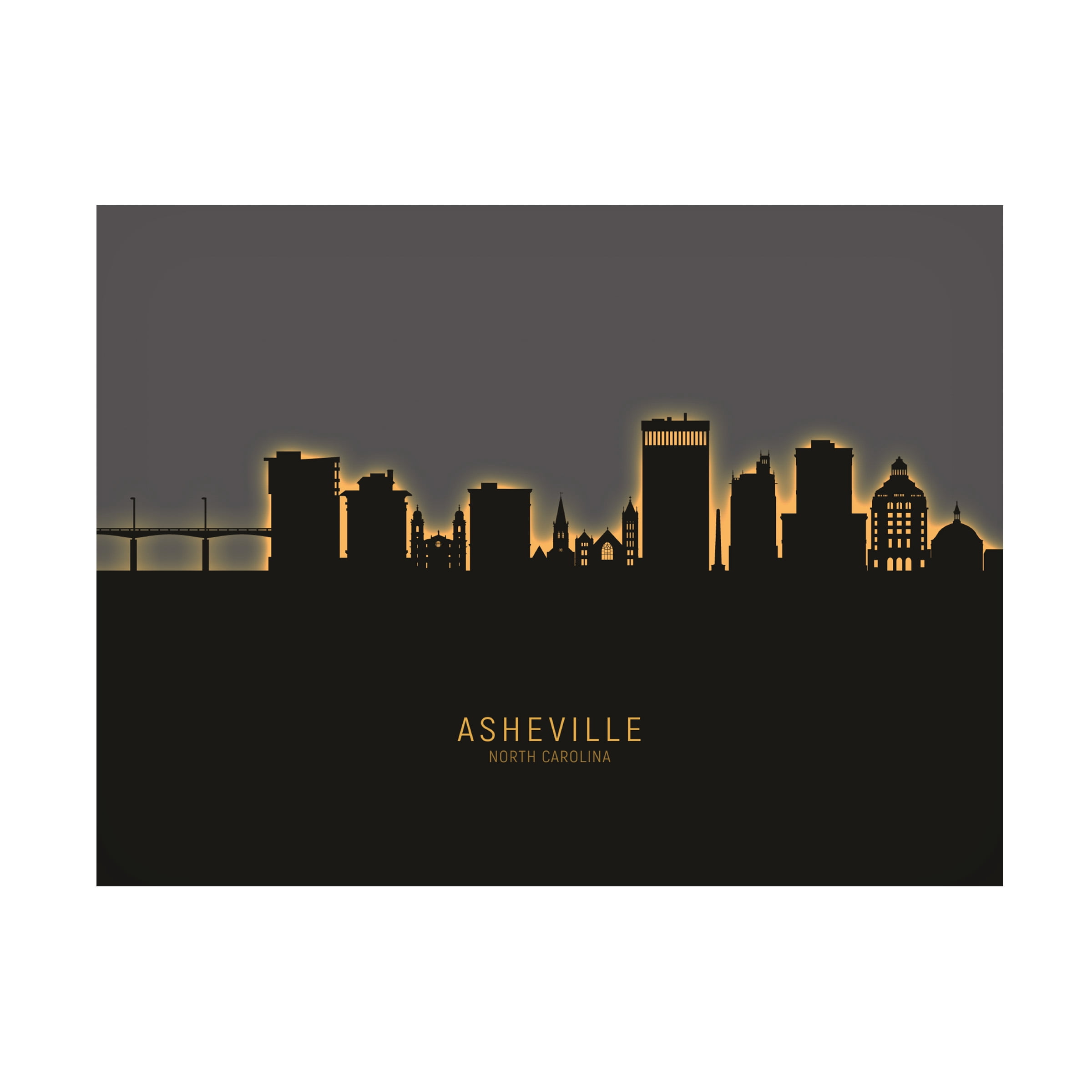 Michael Tompsett 'Asheville North Carolina Skyline Glow II' Canvas Art