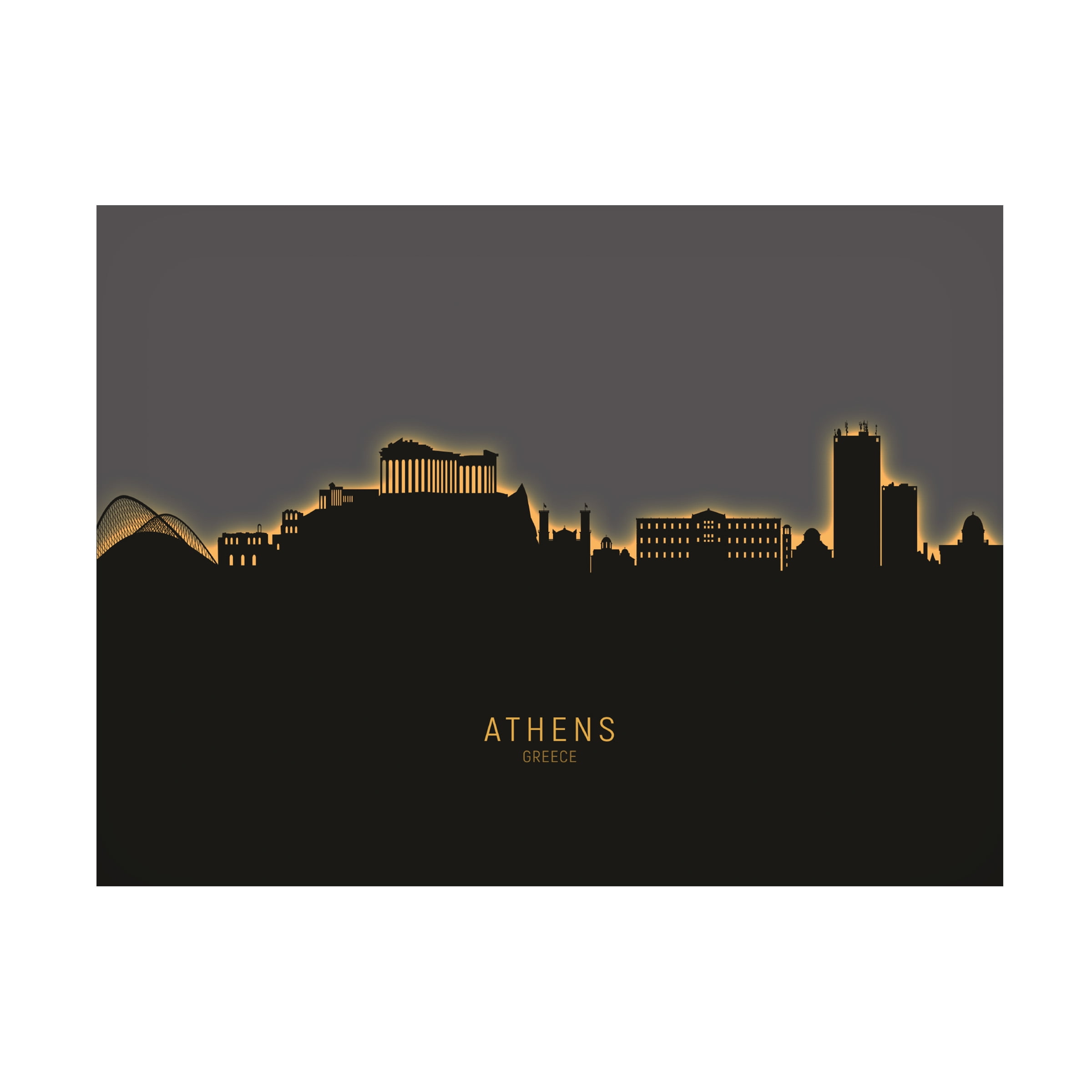 Michael Tompsett 'Athens Greece Skyline Glow II' Canvas Art