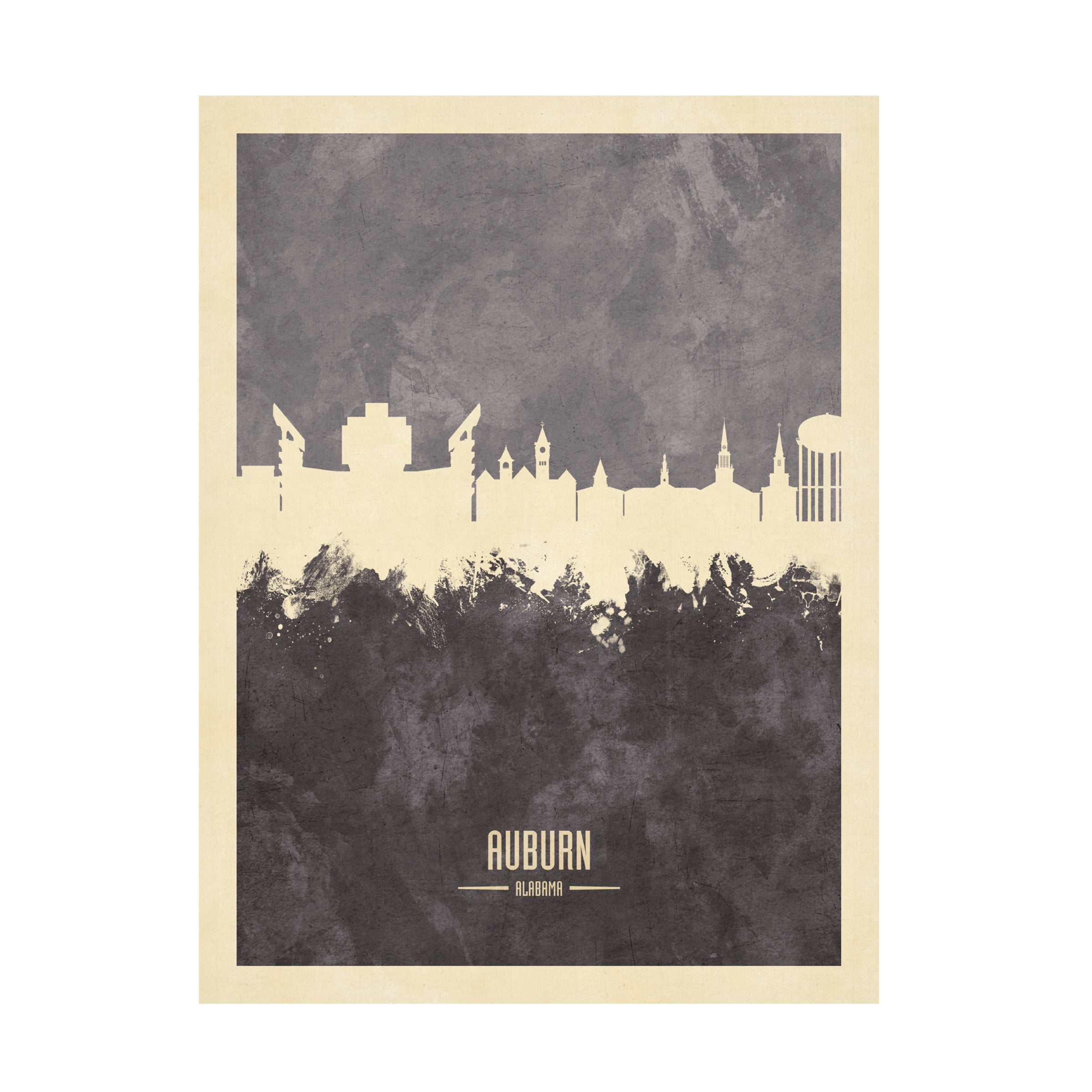 Michael Tompsett 'Auburn Alabama Skyline Gray' Canvas Art