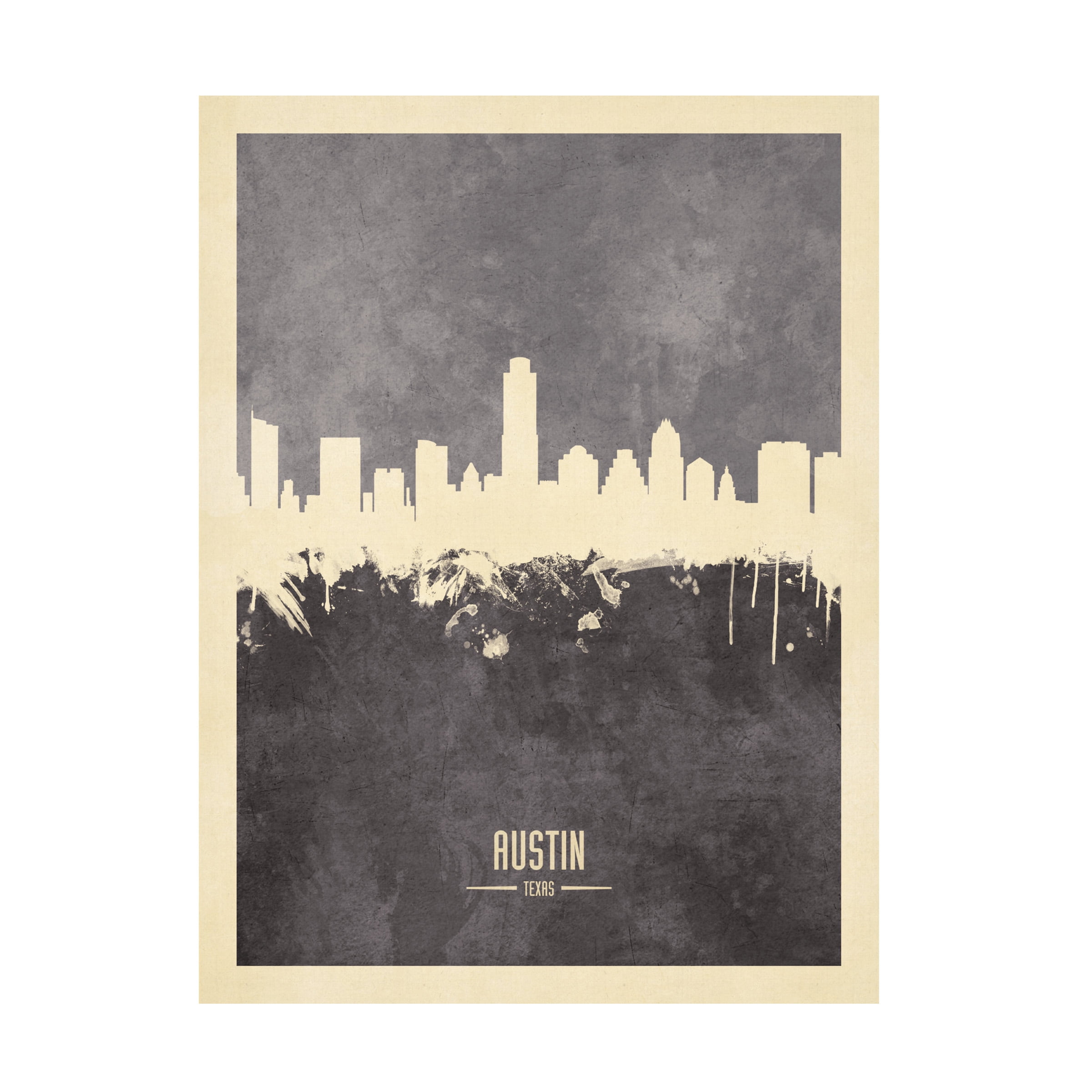 Michael Tompsett 'Austin Texas Skyline Gray' Canvas Art