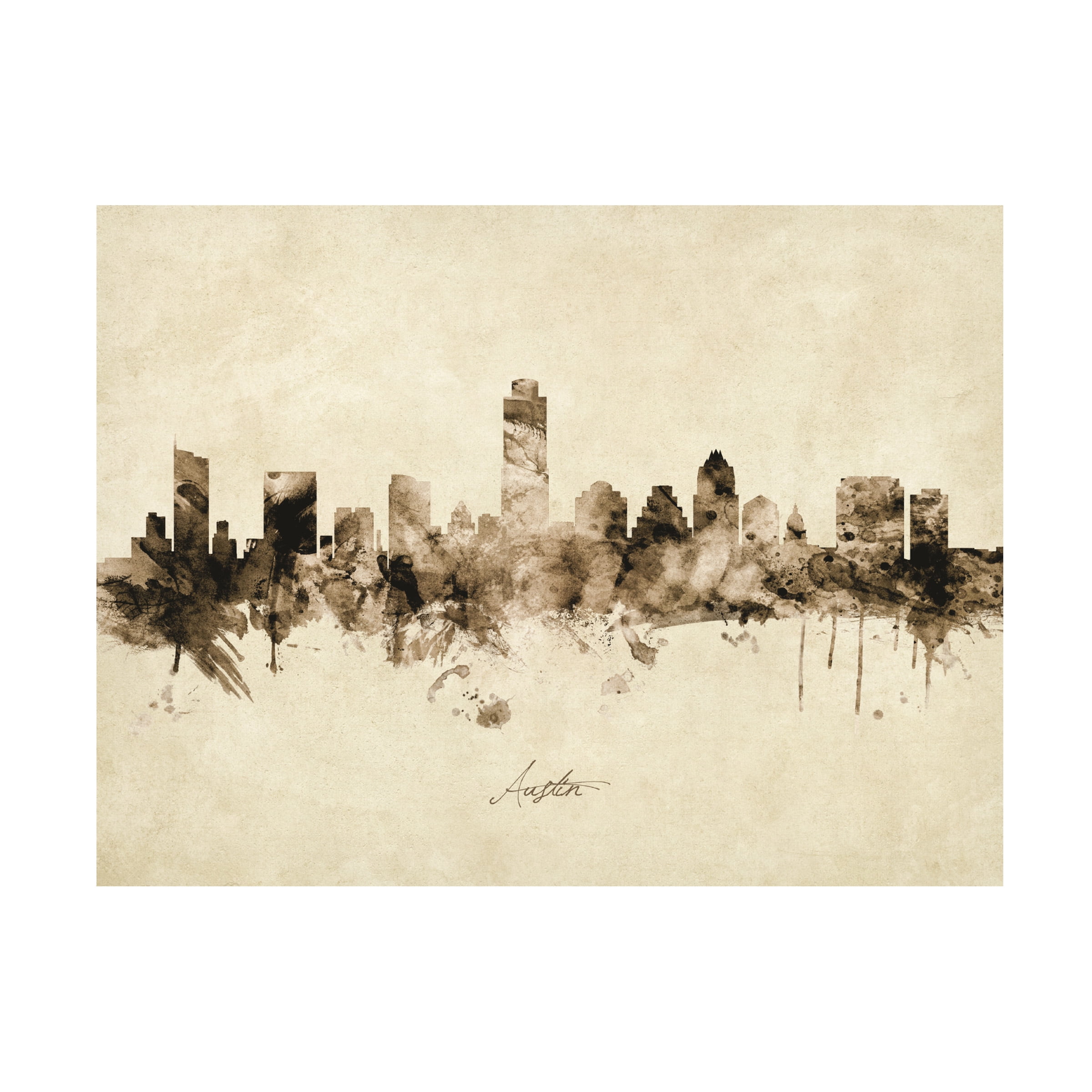 Michael Tompsett 'Austin Texas Skyline Vintage' Canvas Art