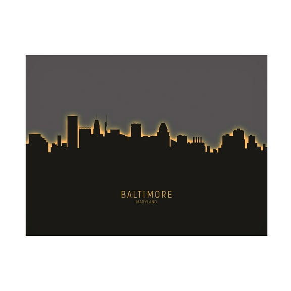 Michael Tompsett 'Baltimore Maryland Skyline Glow II' Canvas Art