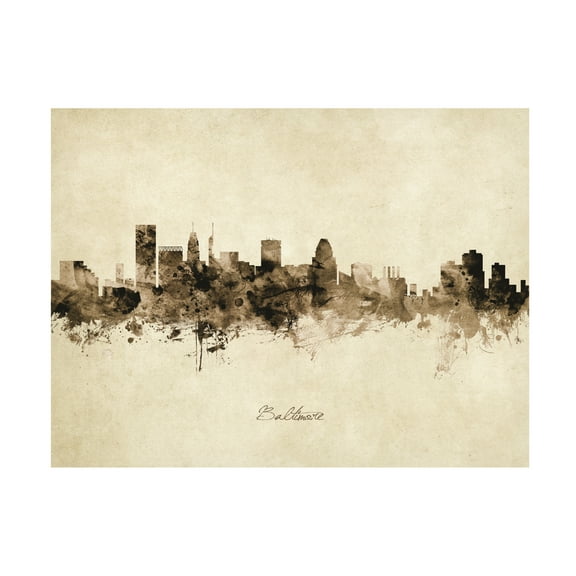 Michael Tompsett 'Baltimore Maryland Skyline Vintage' Canvas Art