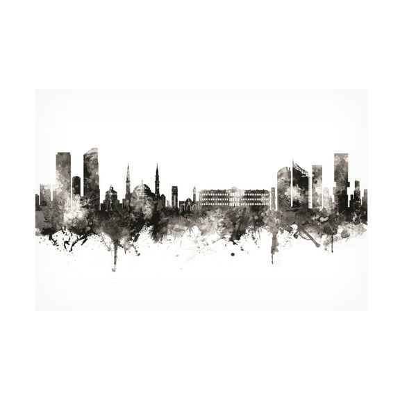 Michael Tompsett 'Beirut Lebanon Skyline Black White' Canvas Art