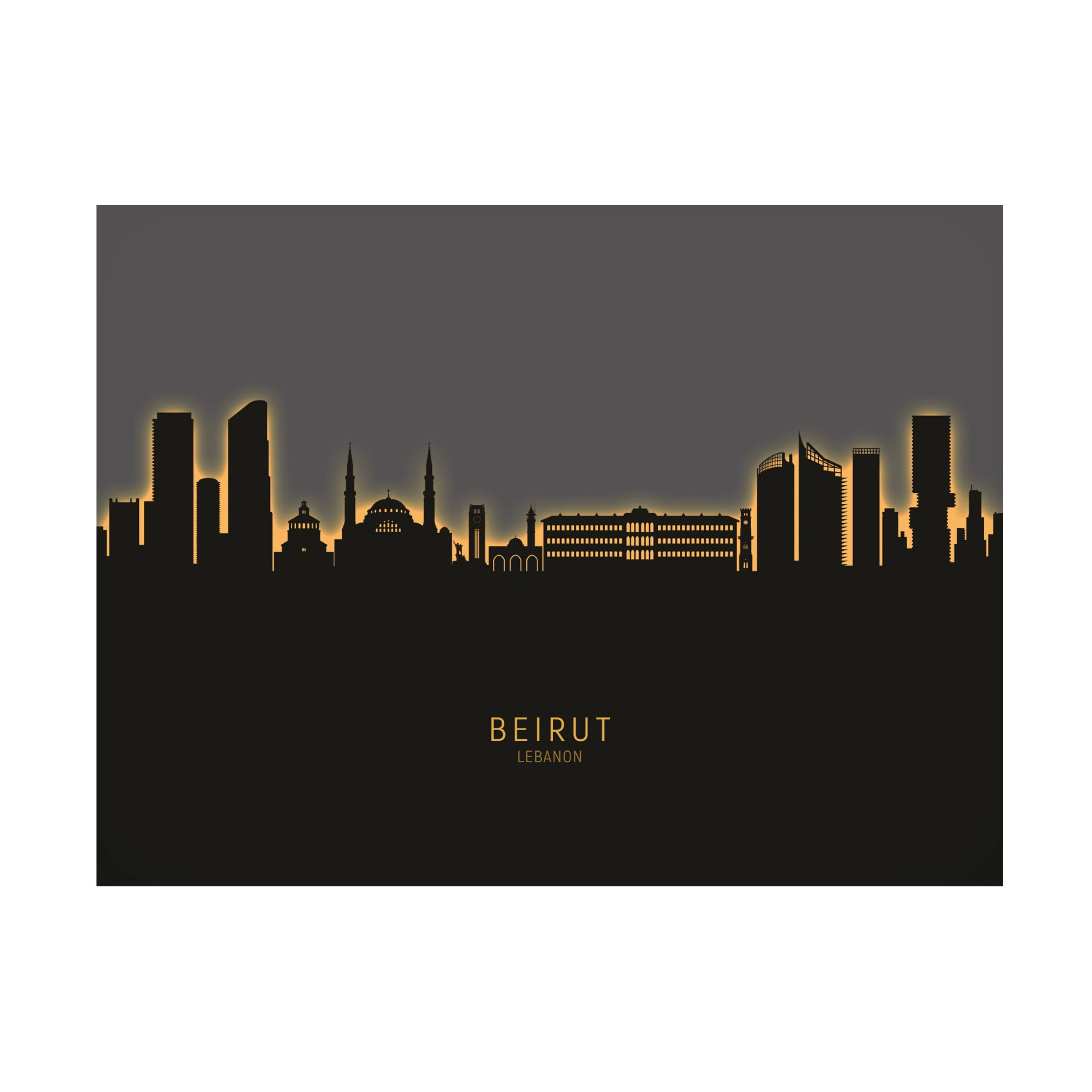 Michael Tompsett 'Beirut Lebanon Skyline Glow II' Canvas Art