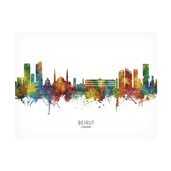 Michael Tompsett 'Beirut Lebanon Skyline Named' Canvas Art