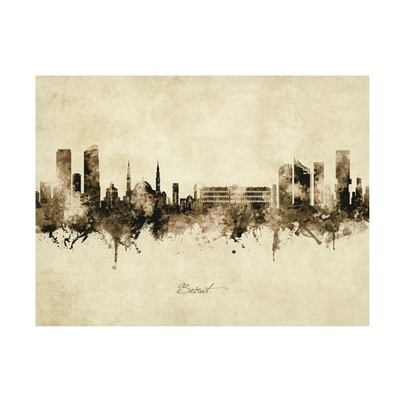 Michael Tompsett 'Beirut Lebanon Skyline Vintage' Canvas Art