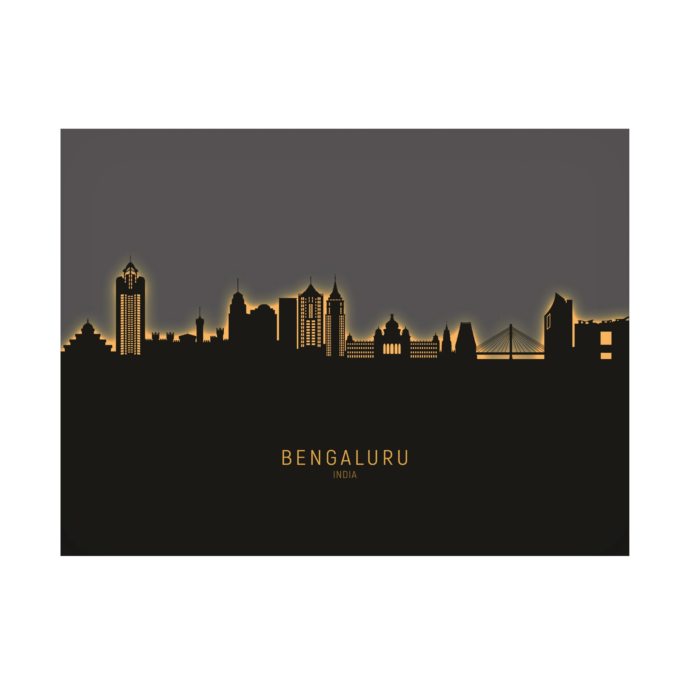 Michael Tompsett 'Bengaluru Skyline India Bangalore Glow II' Canvas Art