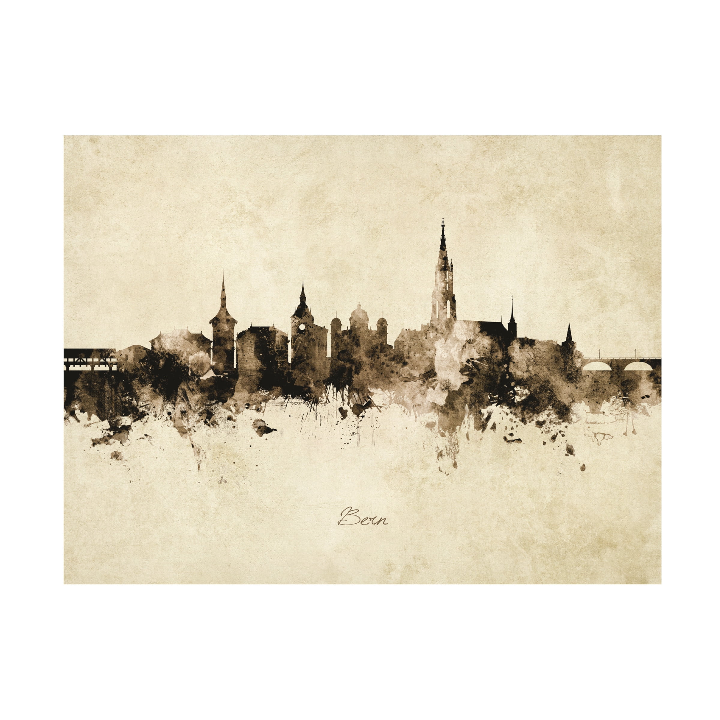 Michael Tompsett 'Bern Switzerland Skyline Vintage' Canvas Art