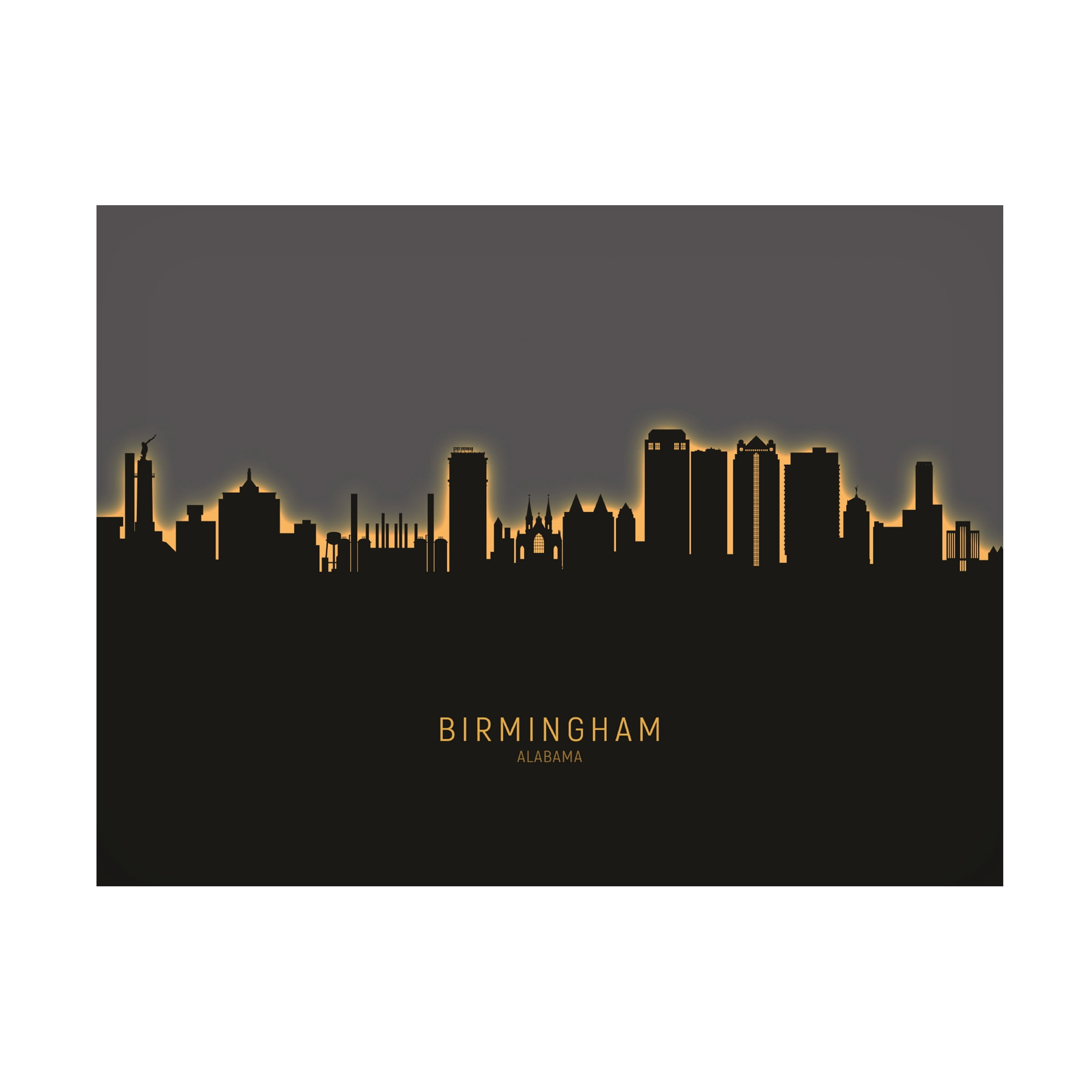 Michael Tompsett 'Birmingham Alabama Skyline Glow II' Canvas Art