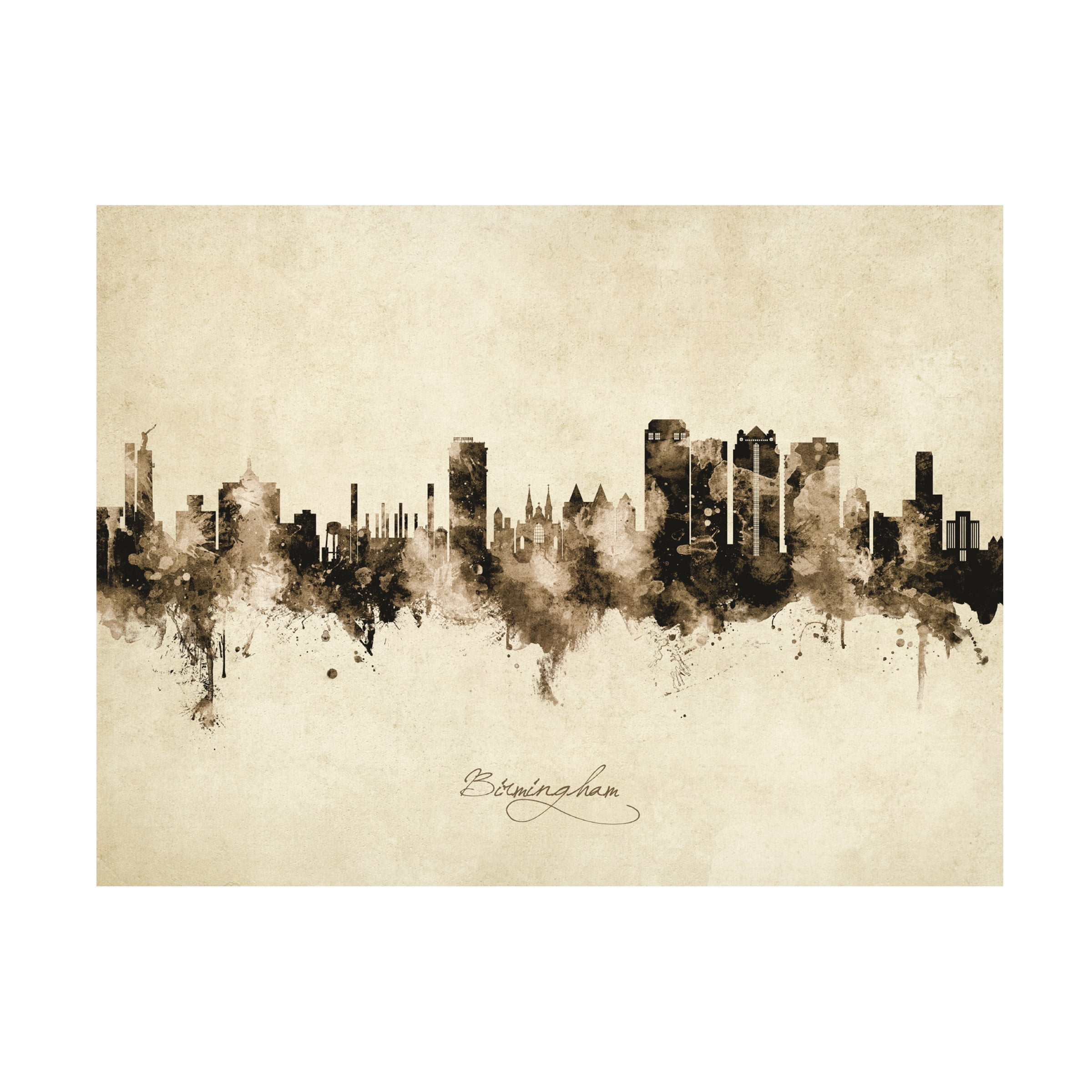Michael Tompsett 'Birmingham Alabama Skyline Vintage' Canvas Art