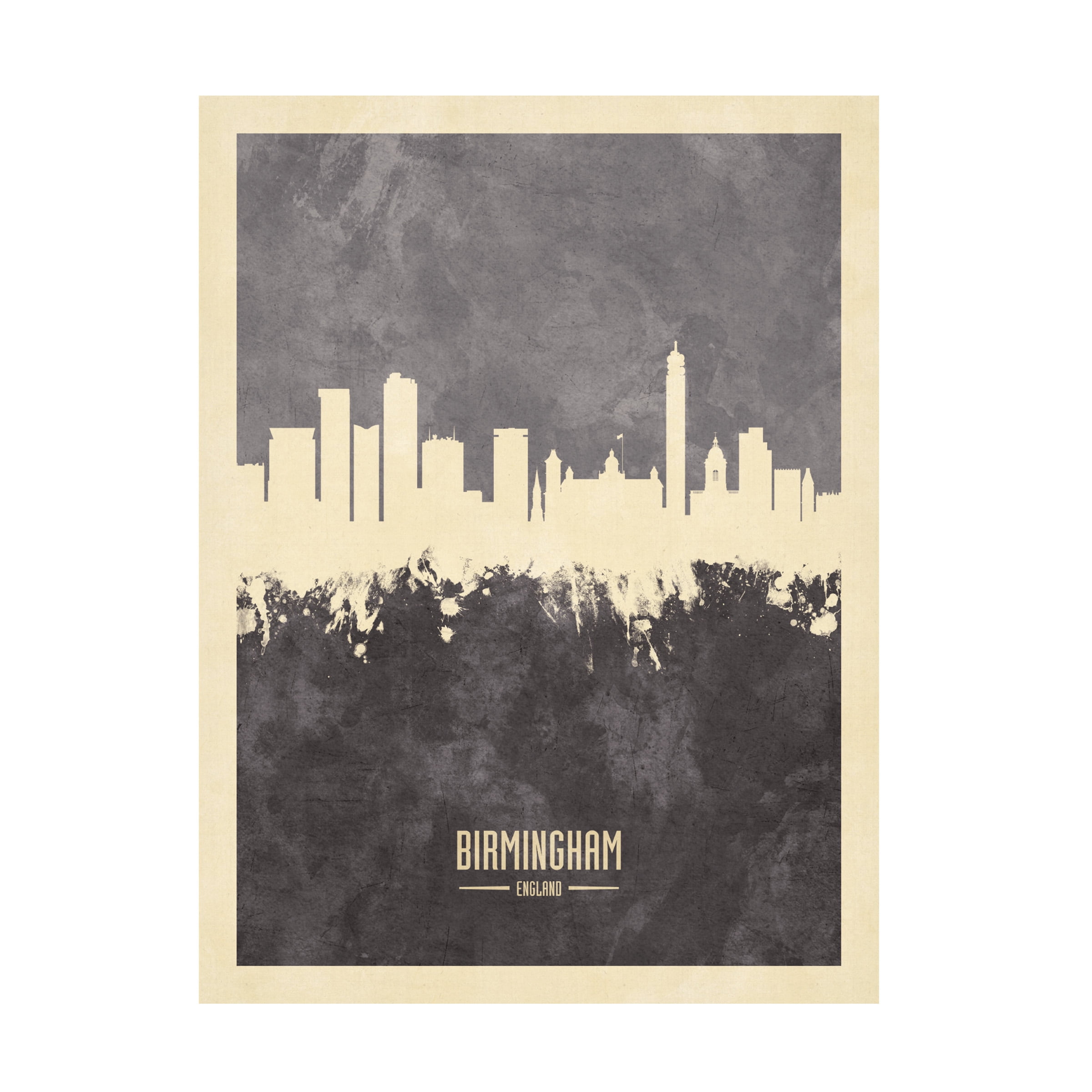 Michael Tompsett 'Birmingham England Skyline Gray' Canvas Art