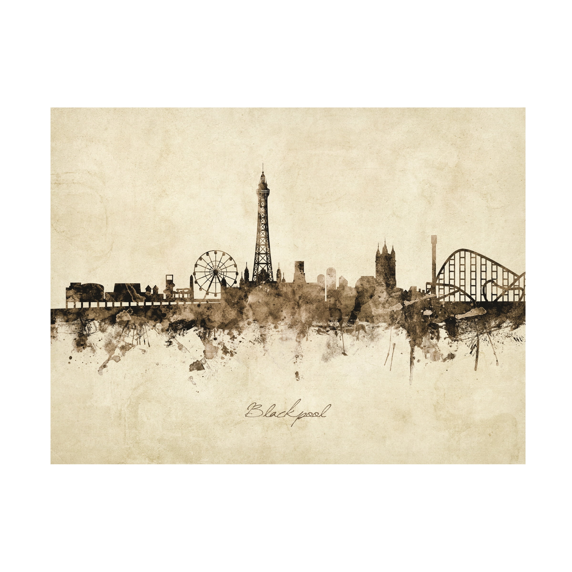 Michael Tompsett 'Blackpool England Skyline Vintage' Canvas Art