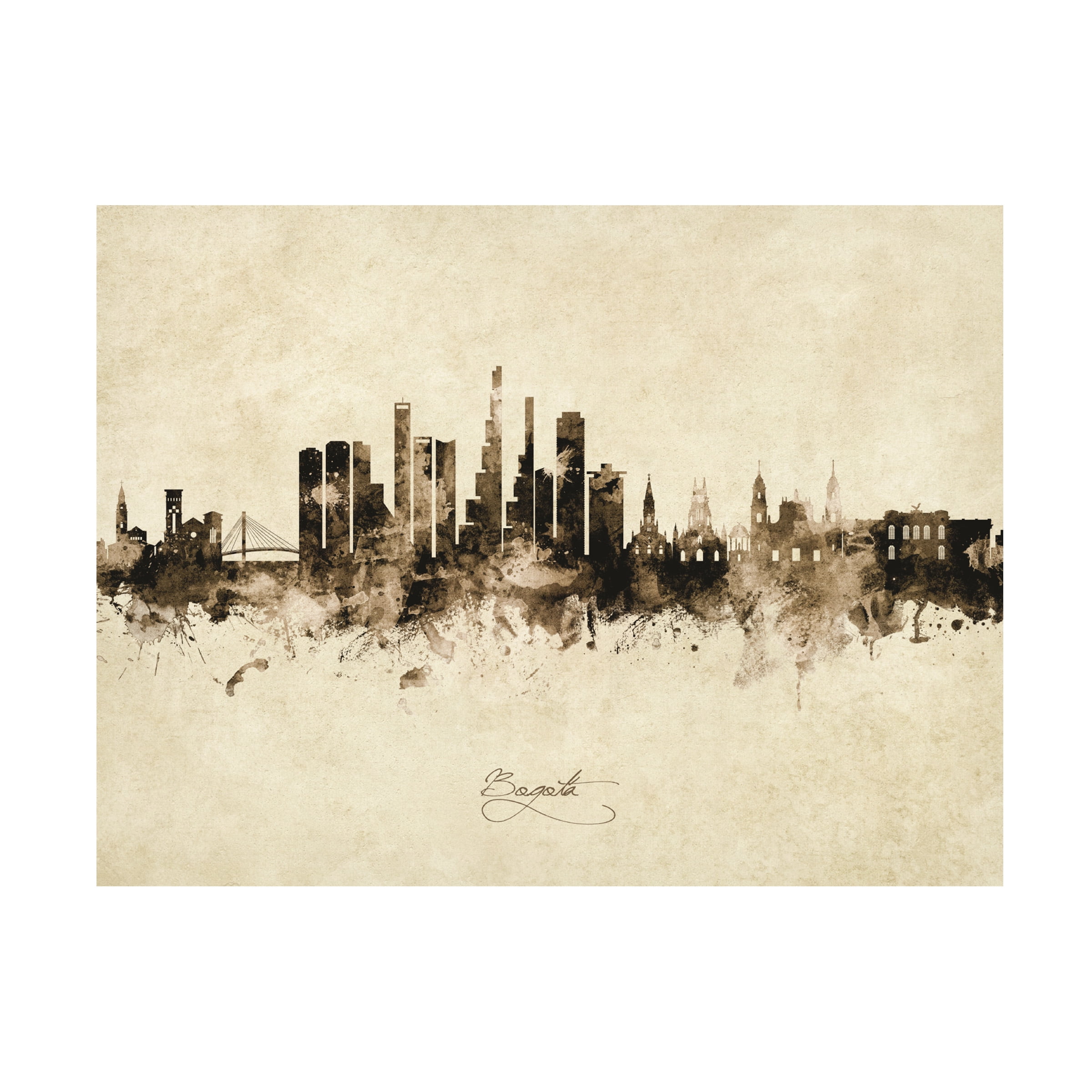 Michael Tompsett 'Bogotá Colombia Skyline Vintage' Canvas Art