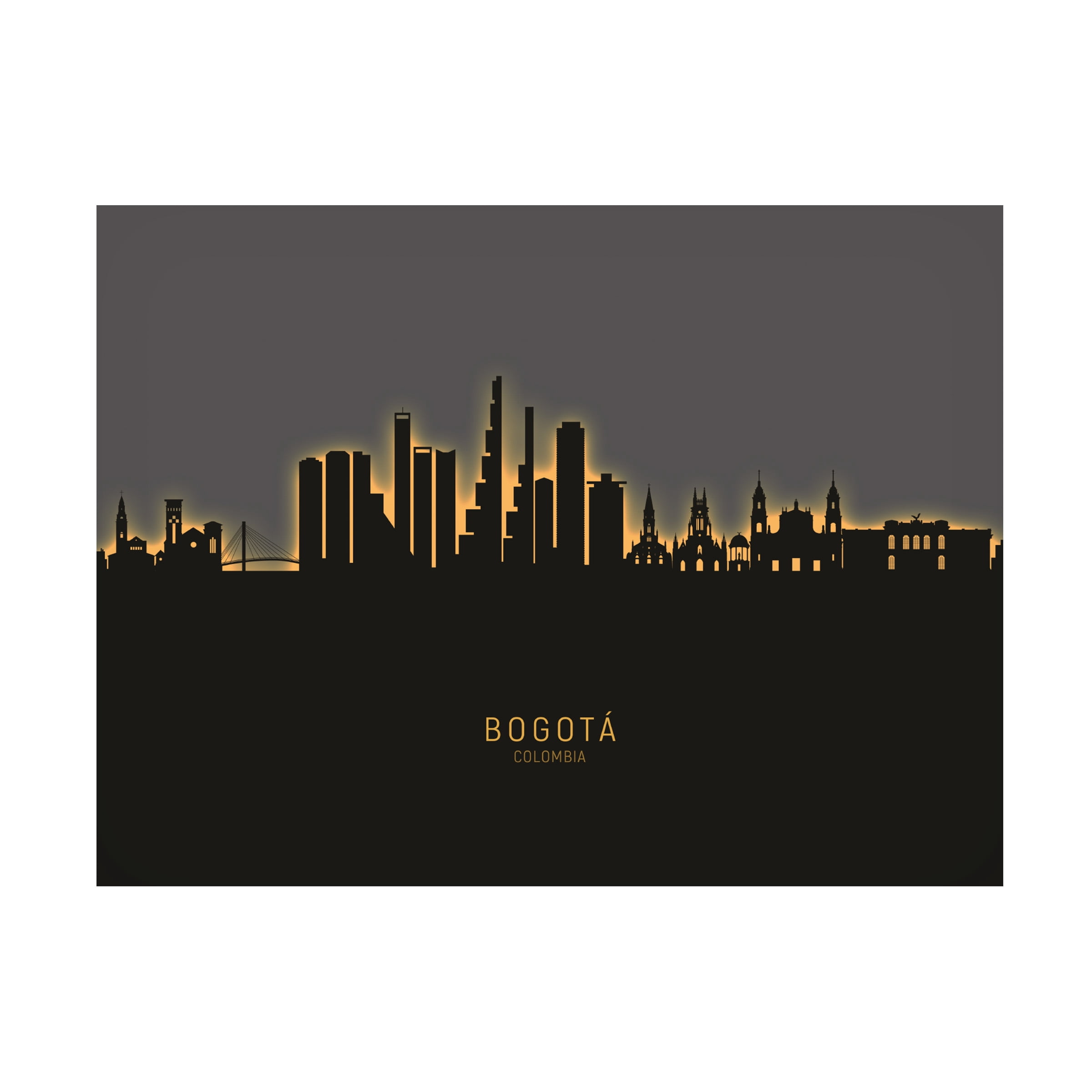 Michael Tompsett 'Bogota Colombia Skyline Glow II' Canvas Art