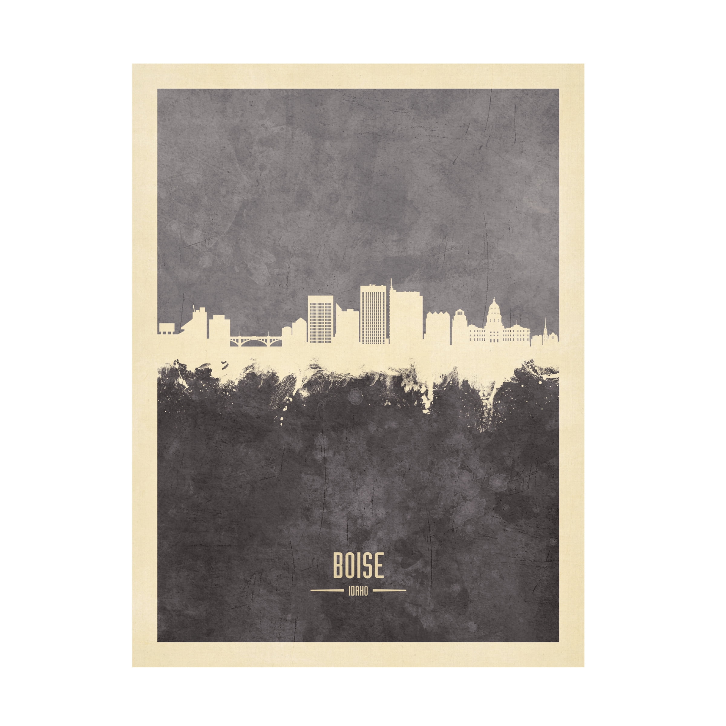 Michael Tompsett 'Boise Idaho Skyline Gray' Canvas Art
