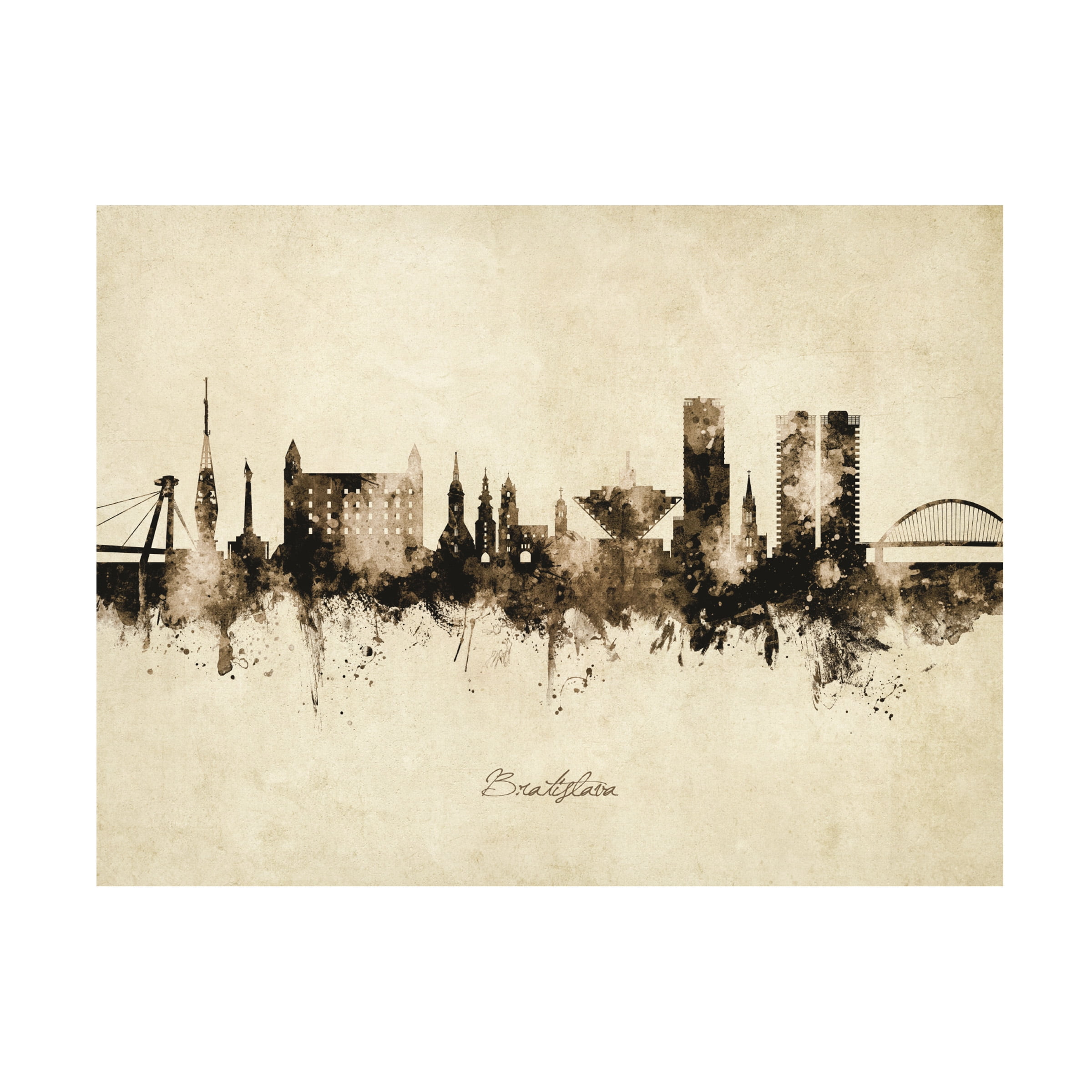 Michael Tompsett 'Bratislava Slovakia Skyline Vintage' Canvas Art