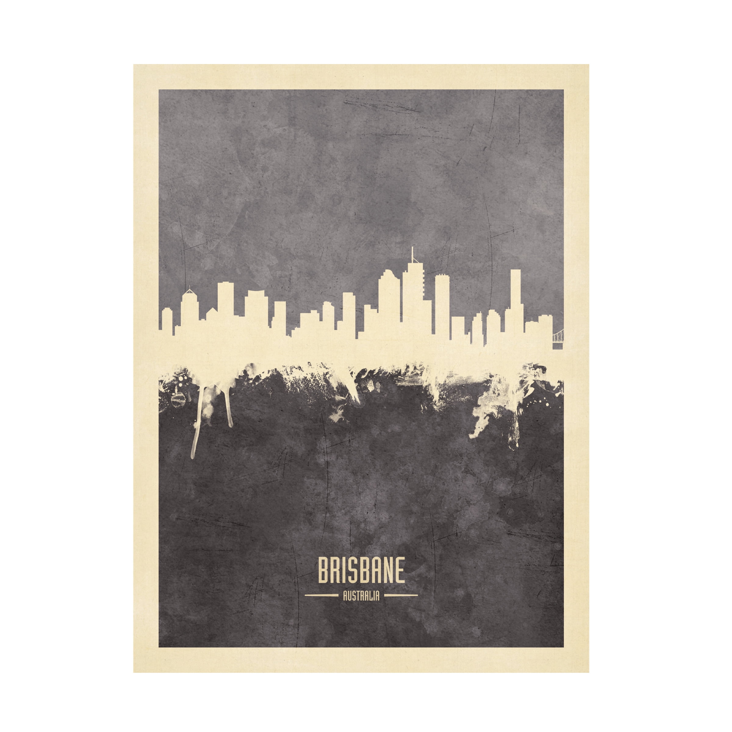 Michael Tompsett 'Brisbane Australia Skyline Gray' Canvas Art
