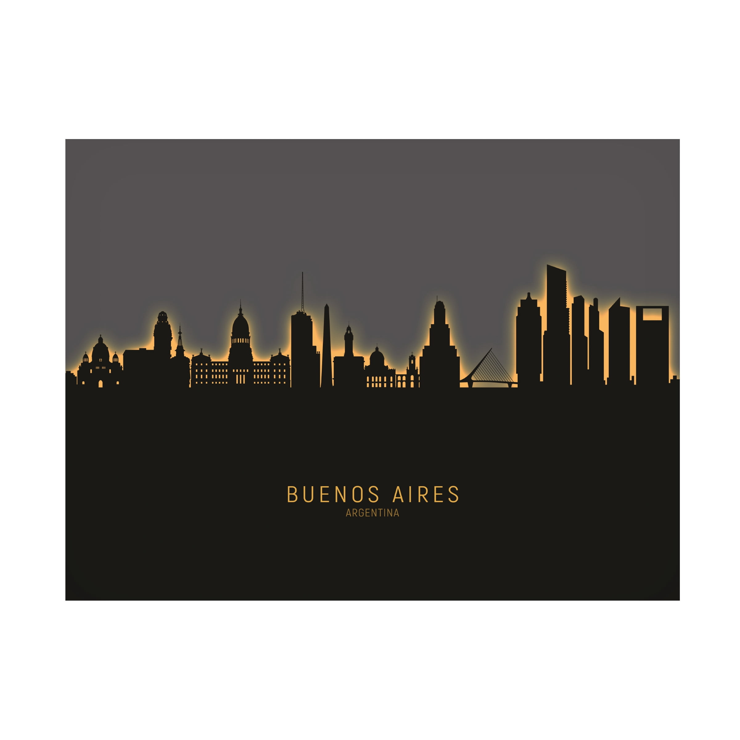Michael Tompsett 'Buenos Aires Argentina Skyline Glow II' Canvas Art