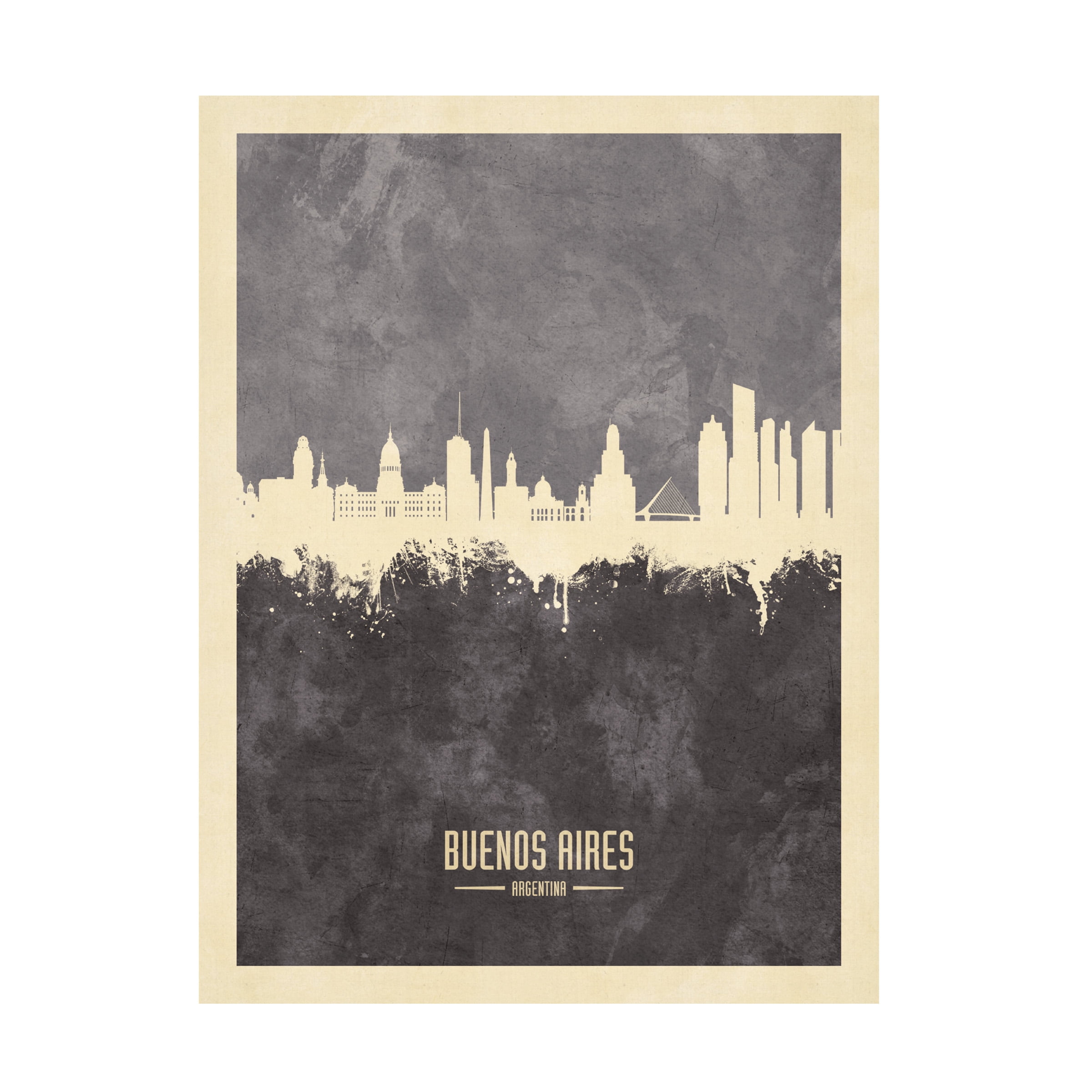 Michael Tompsett 'Buenos Aires Argentina Skyline Gray' Canvas Art