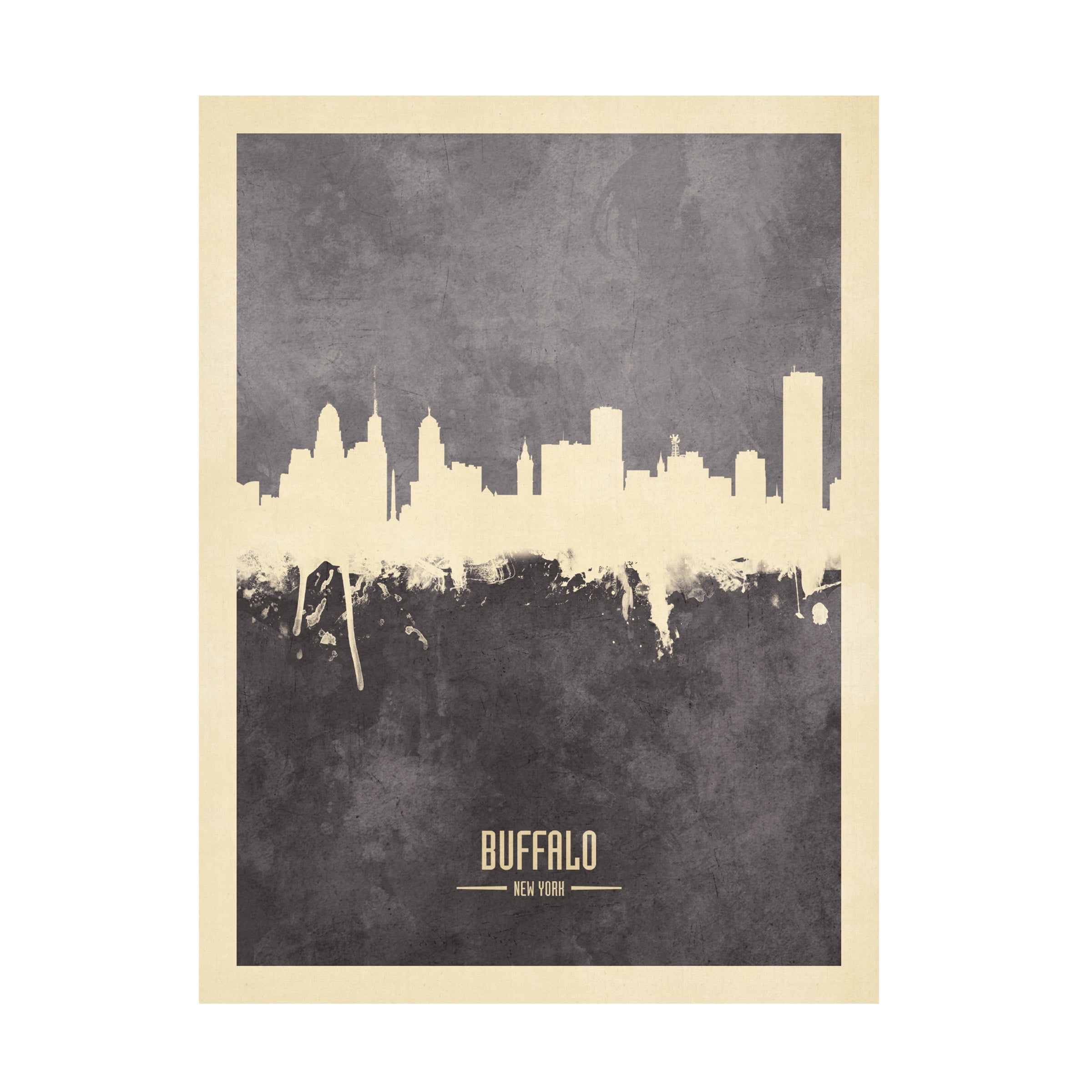 Michael Tompsett 'Buffalo New York Skyline Gray' Canvas Art