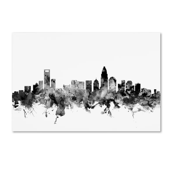 Michael Tompsett 'Charlotte NC Skyline B&W' Canvas Art
