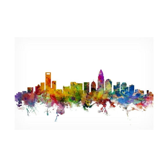 Trademark Fine Art Michael Tompsett Charlotte North Carolina Skyline Canvas Wall Art - 22x32