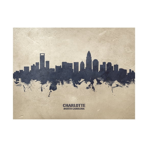 Michael Tompsett 'Charlotte North Carolina Skyline Concrete' Canvas Art