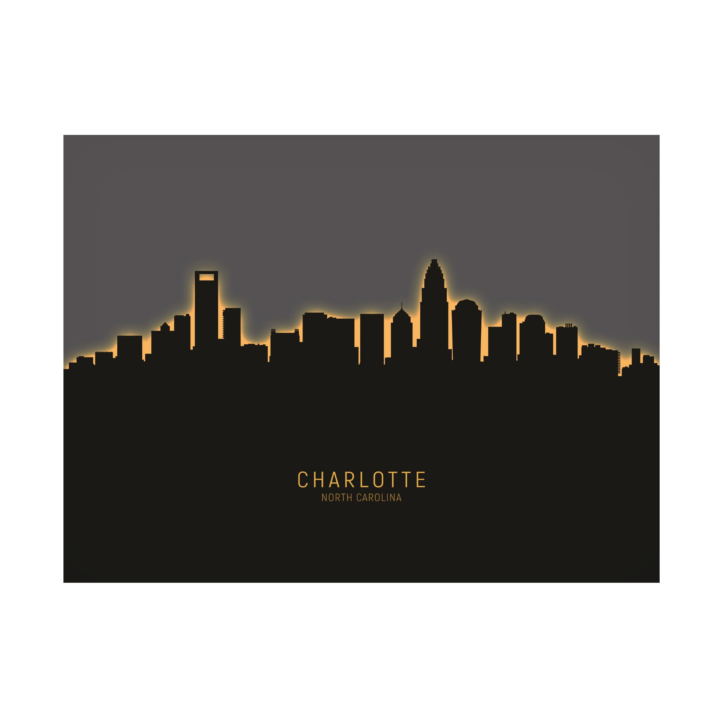 Michael Tompsett 'Charlotte North Carolina Skyline Glow II' Canvas Art
