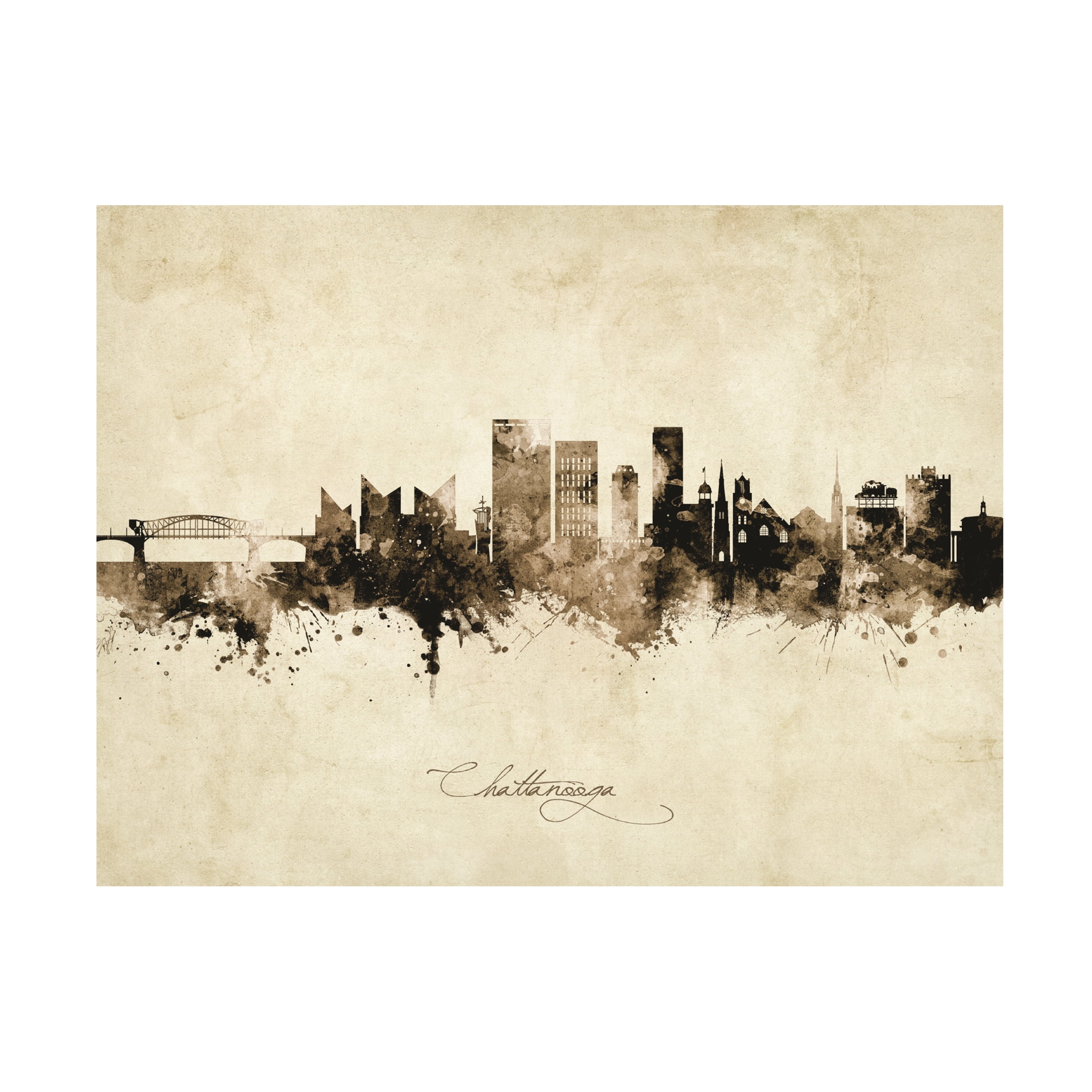 Michael Tompsett 'Chattanooga Tennessee Skyline Vintage' Canvas Art