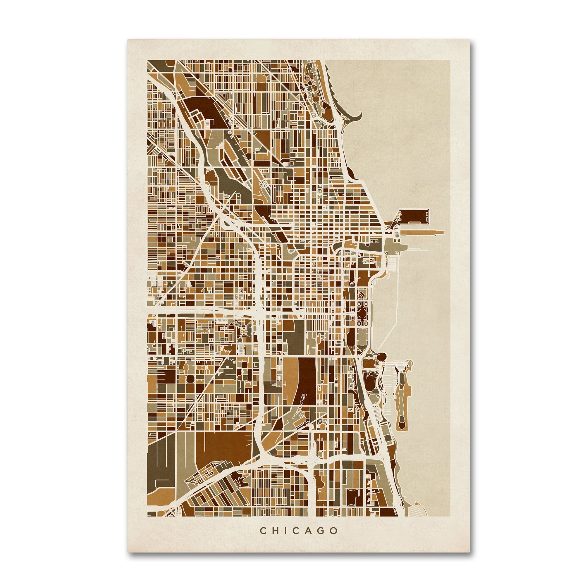 Michael Tompsett 'Chicago City Street Map' Canvas Art