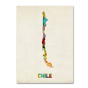 Michael Tompsett 'Chile Watercolor Map' Canvas Art