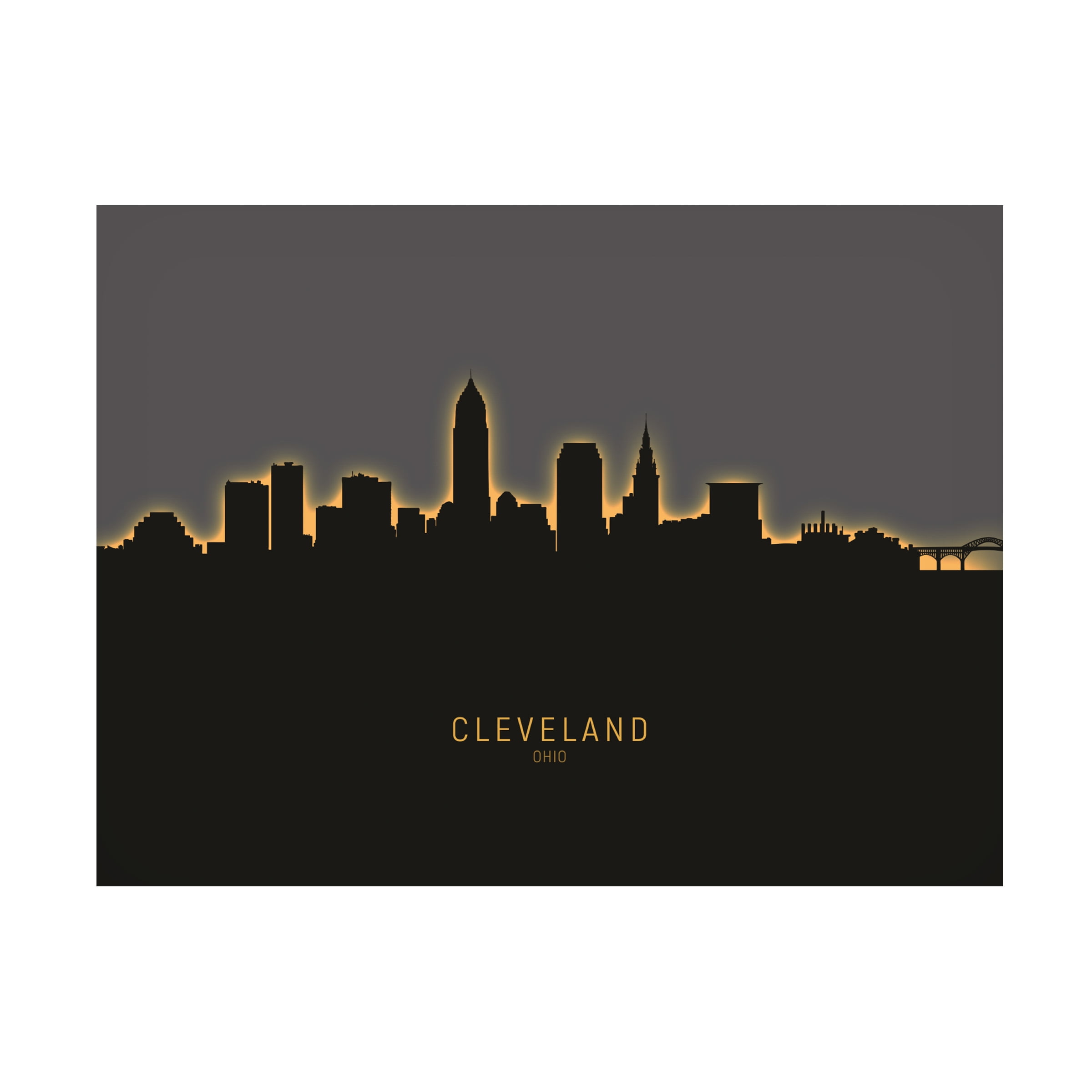 Michael Tompsett 'Cleveland Ohio Skyline Glow II' Canvas Art