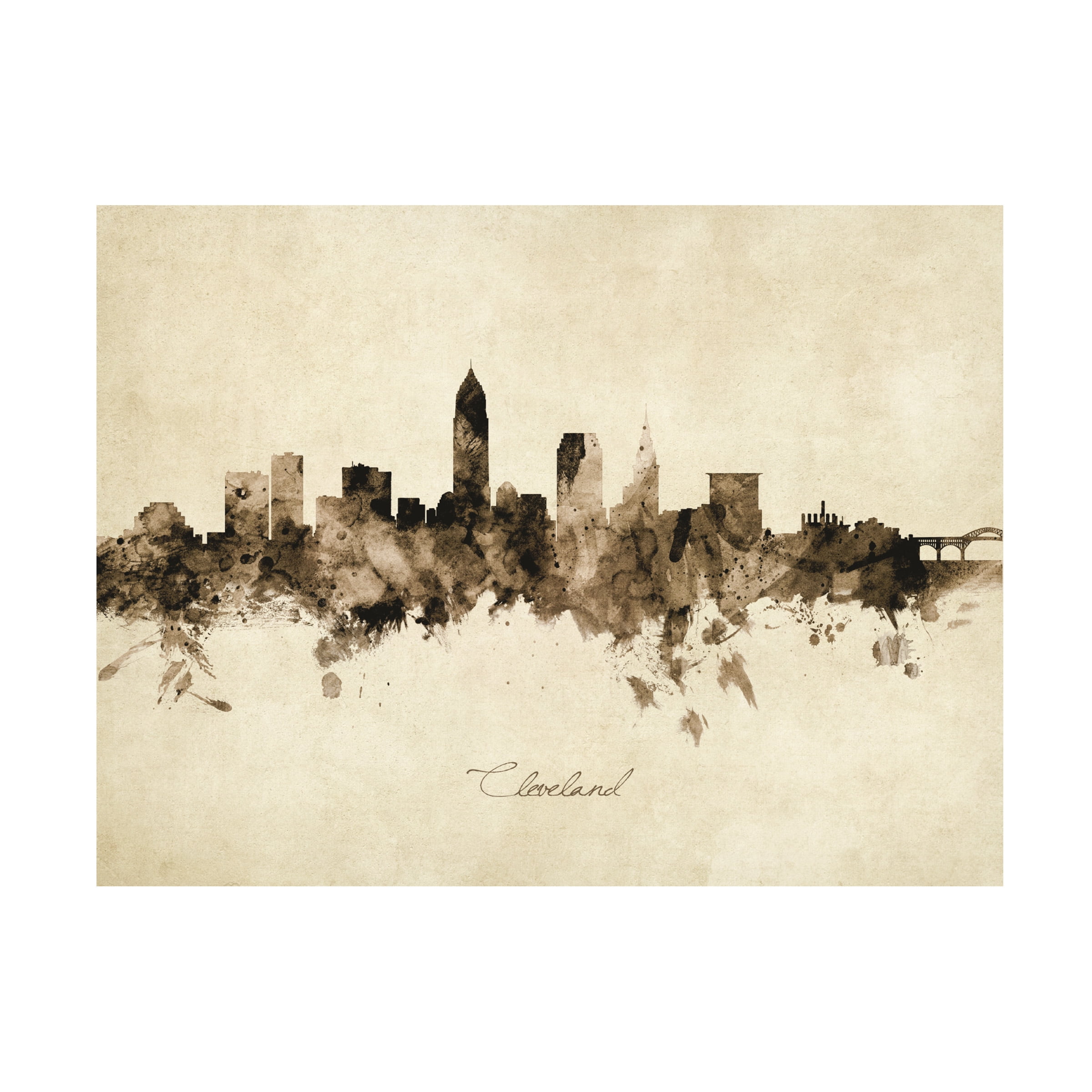 Michael Tompsett 'Cleveland Ohio Skyline Vintage' Canvas Art