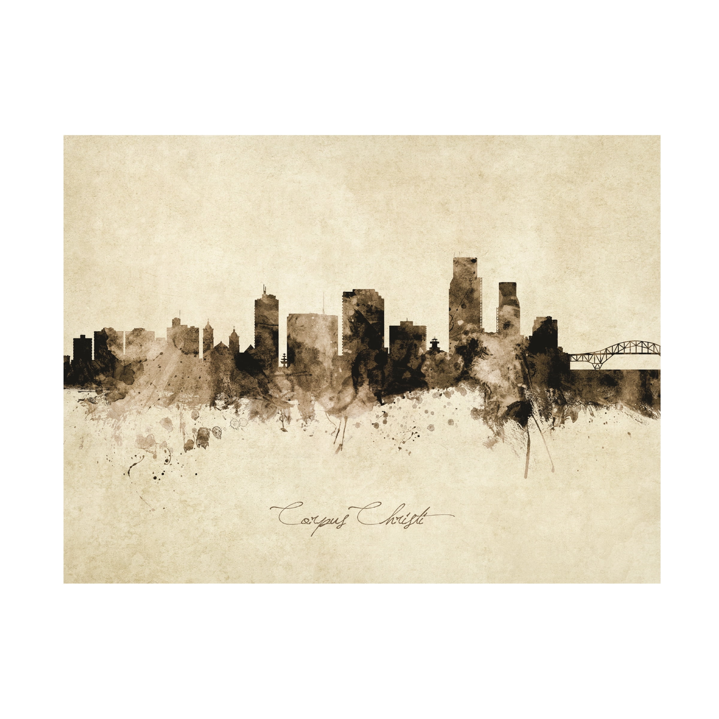 Michael Tompsett 'Corpus Christi Texas Skyline Vintage' Canvas Art
