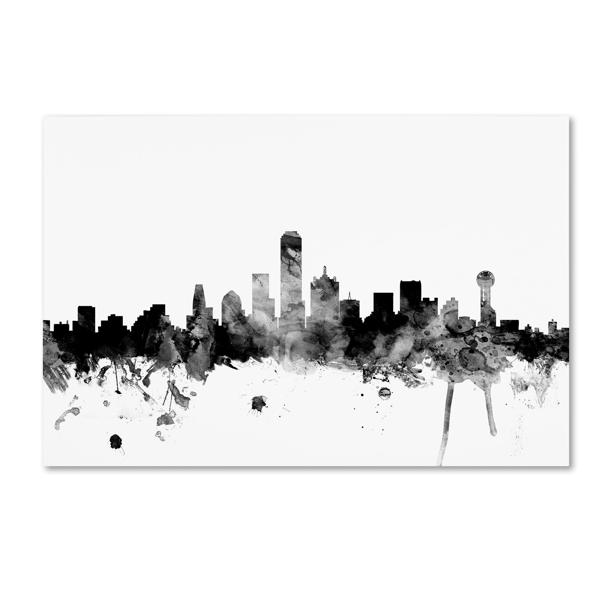 Michael Tompsett 'Dallas Texas Skyline B&W' Canvas Art
