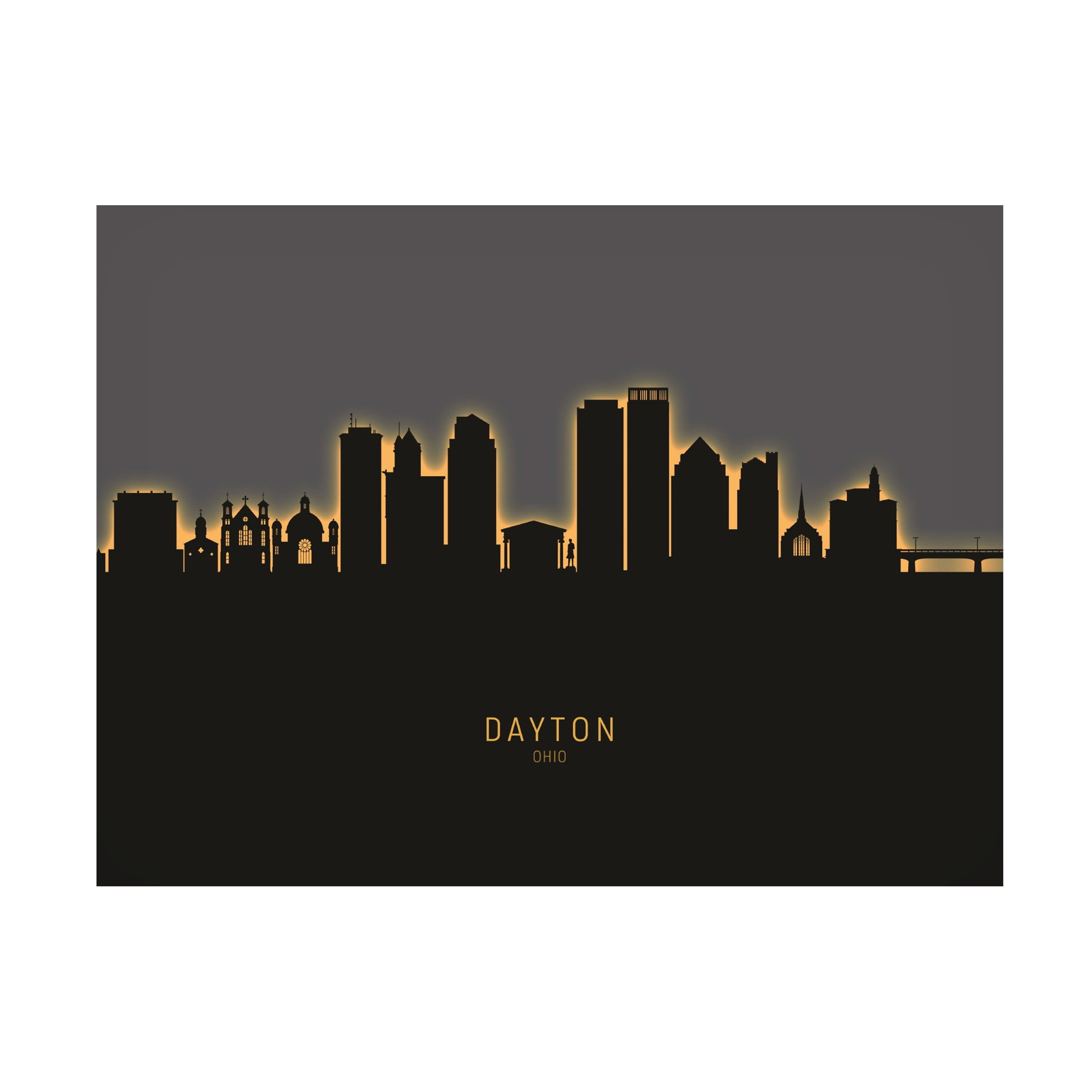 Michael Tompsett 'Dayton Ohio Skyline Glow II' Canvas Art