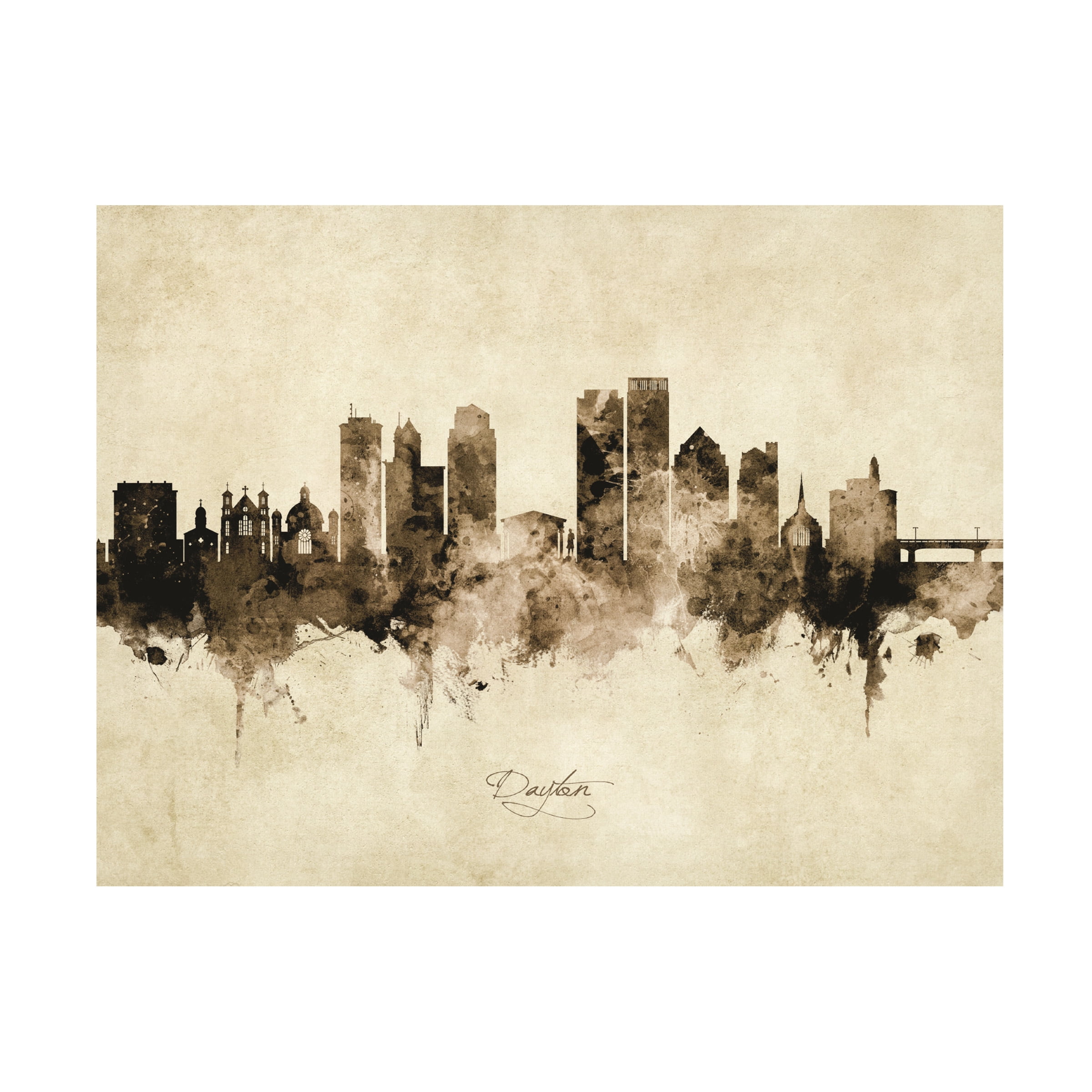 Michael Tompsett 'Dayton Ohio Skyline Vintage' Canvas Art