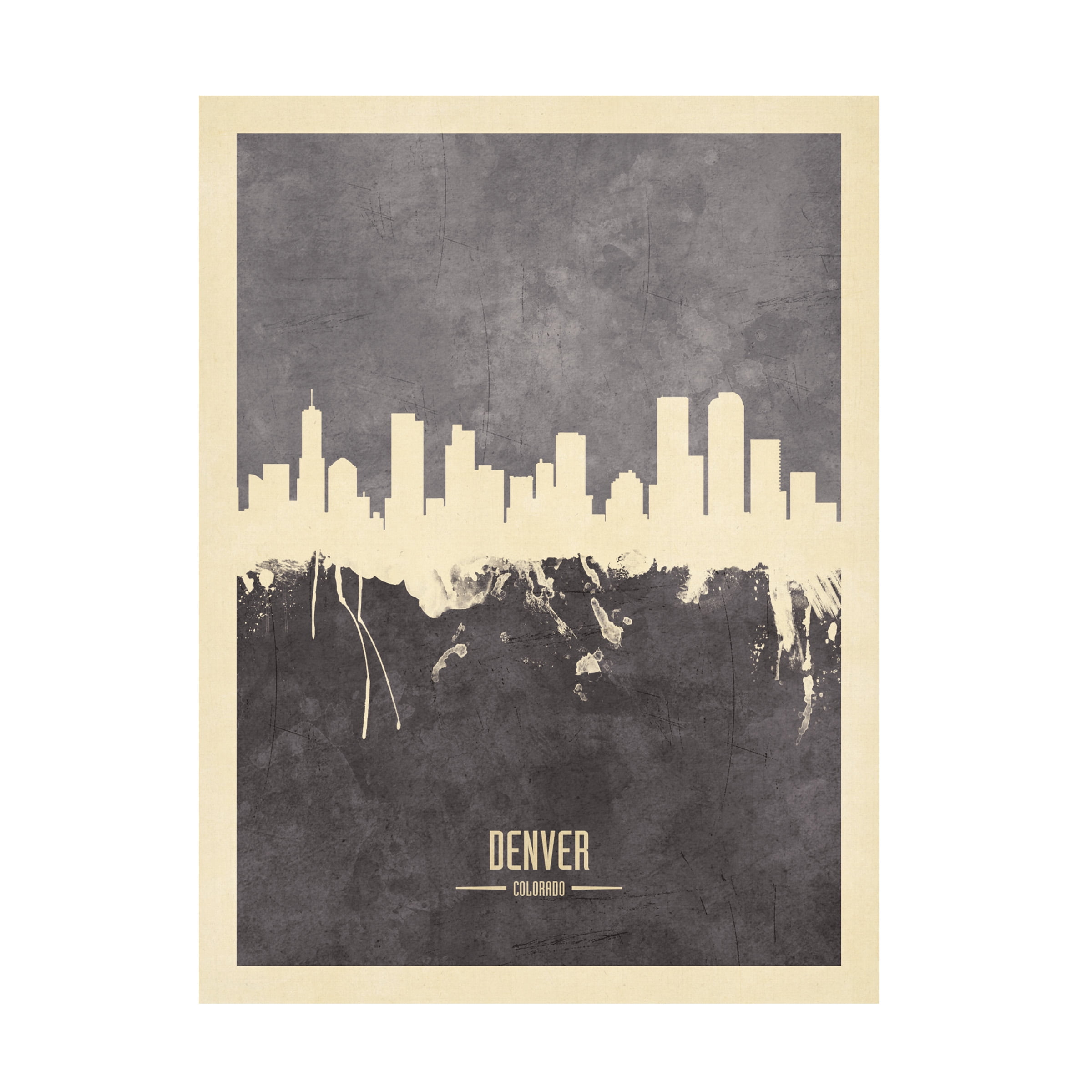 Michael Tompsett 'Denver Colorado Skyline Gray' Canvas Art