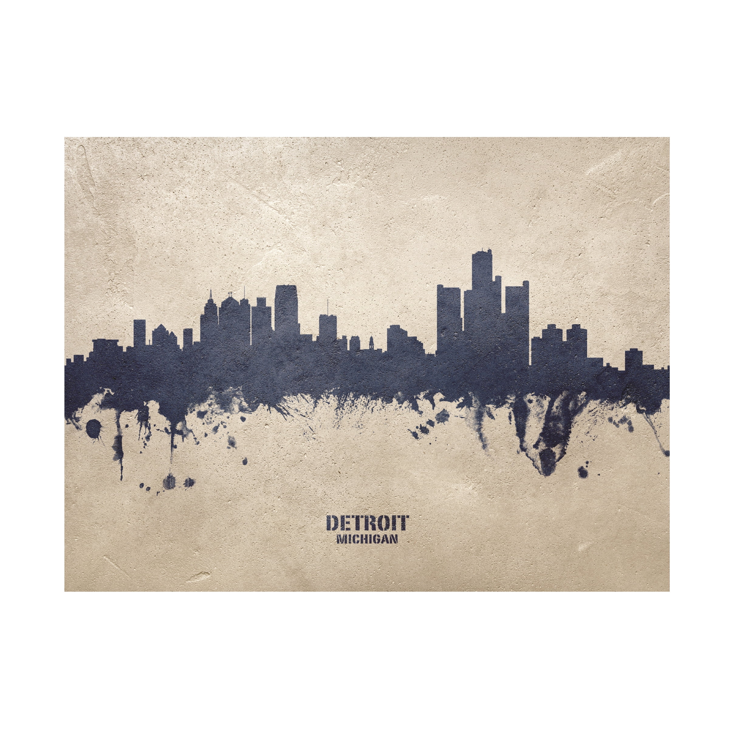 Michael Tompsett 'Detroit Michigan Skyline Concrete' Canvas Art