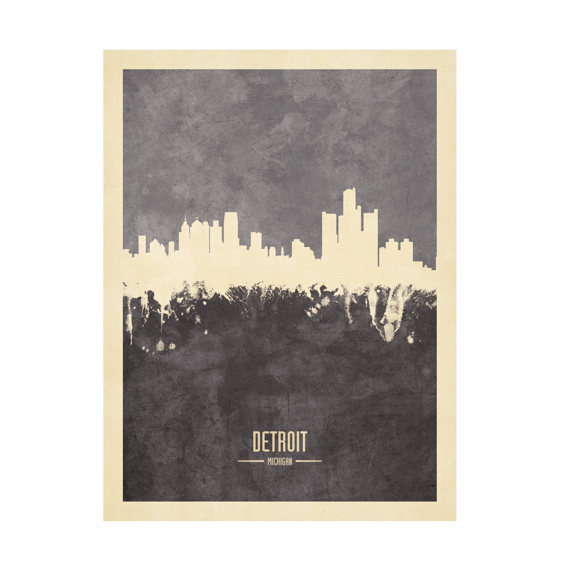 Michael Tompsett 'Detroit Michigan Skyline Gray' Canvas Art
