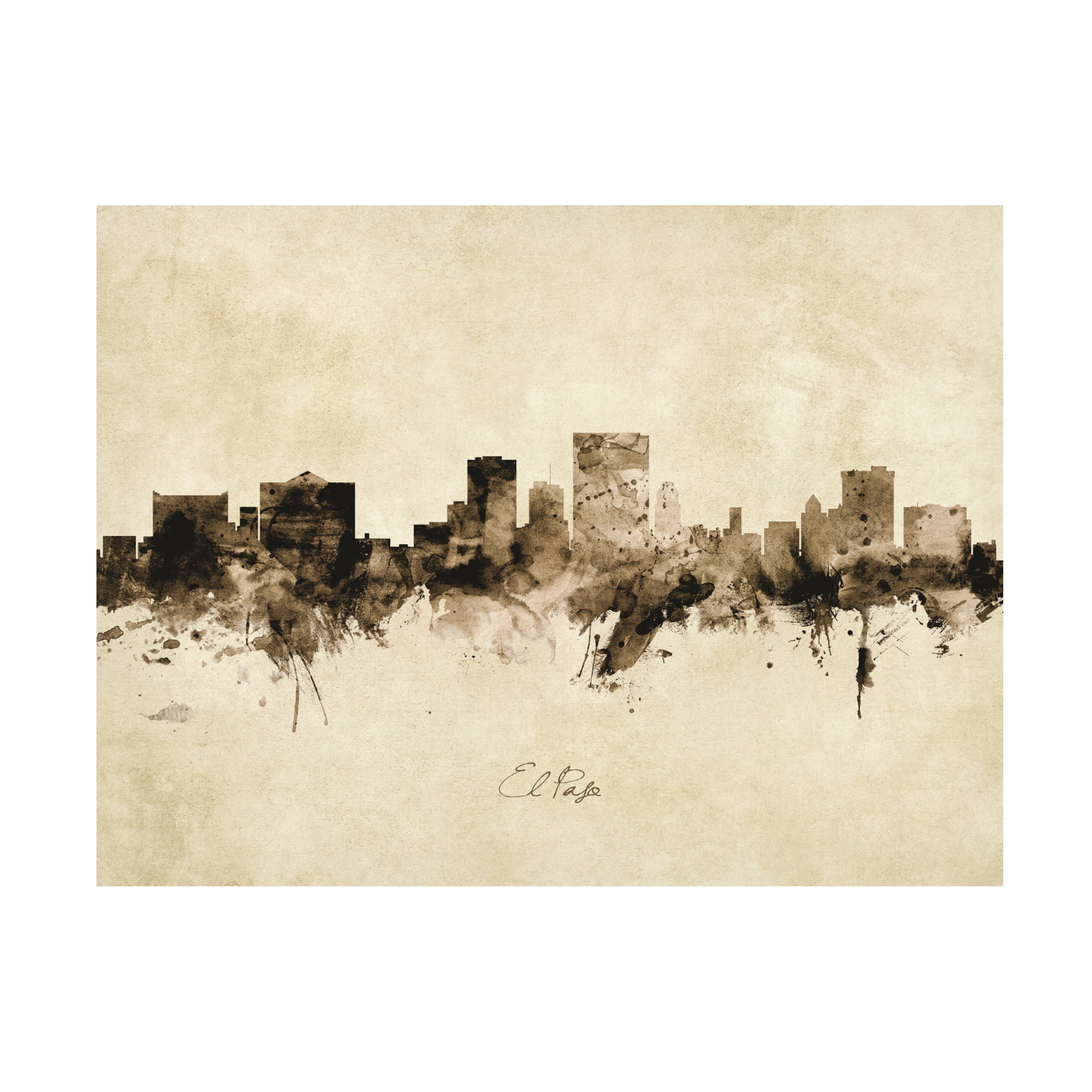 Michael Tompsett 'El Paso Texas Skyline Vintage' Canvas Art