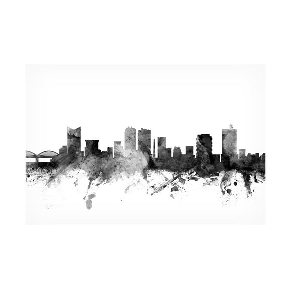 Trademark Fine Art Michael Tompsett Fort Worth Texas Skyline B&W Canvas Wall Art - 30x47