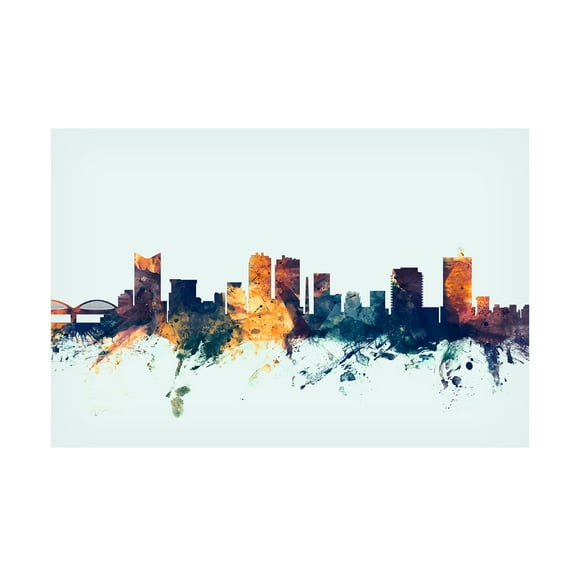 Trademark Fine Art Michael Tompsett Fort Worth Texas Skyline Blue Canvas Wall Art - 30x47