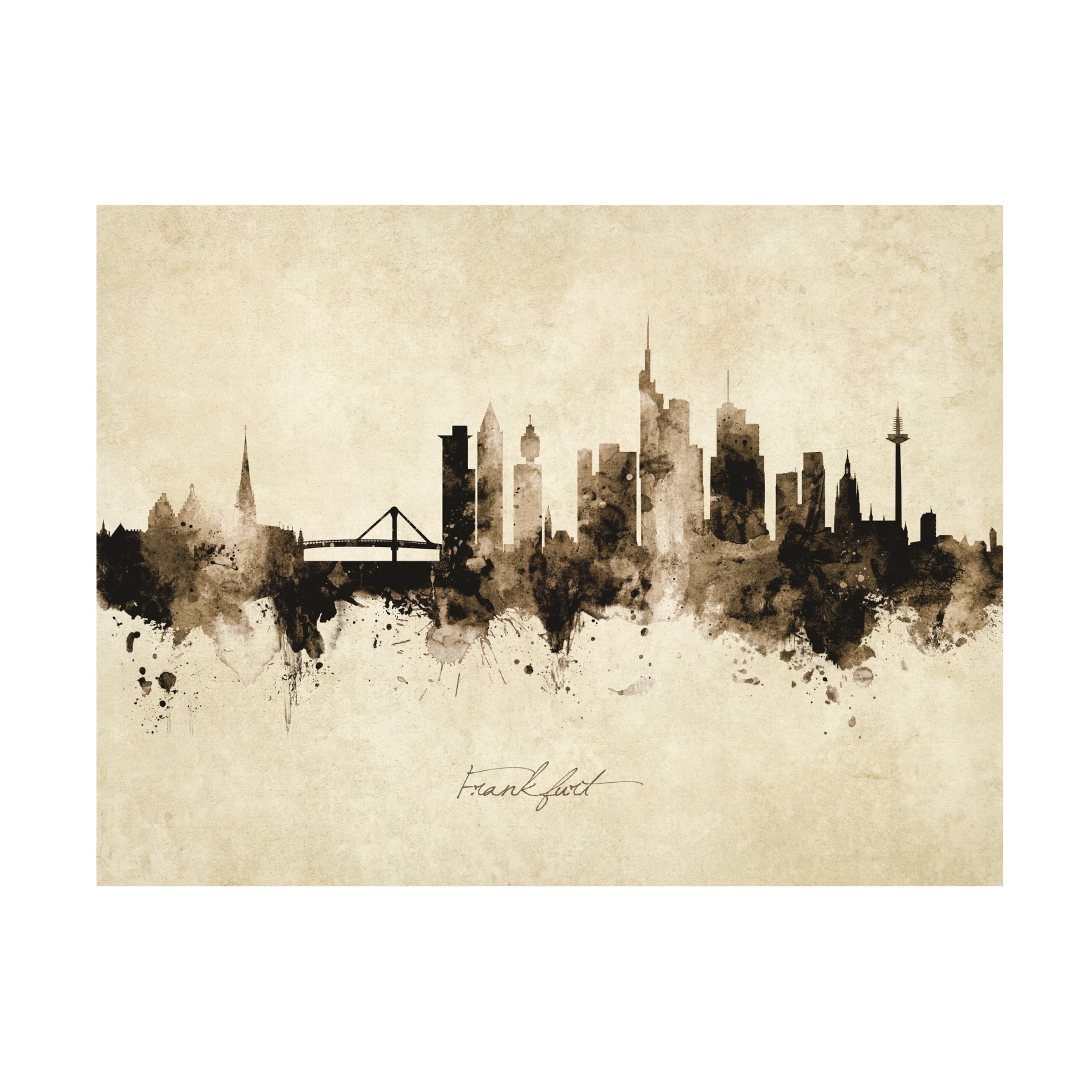 Michael Tompsett 'Frankfurt Germany Skyline Vintage' Canvas Art