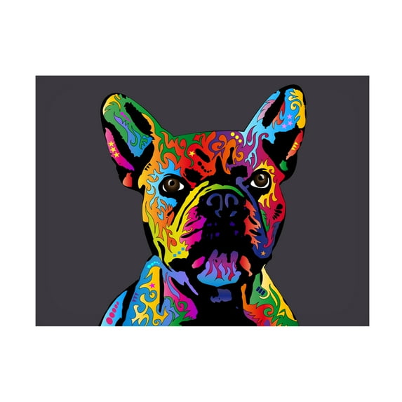 Trademark Fine Art Michael Tompsett French Bulldog Grey Canvas Wall Art - 24x32